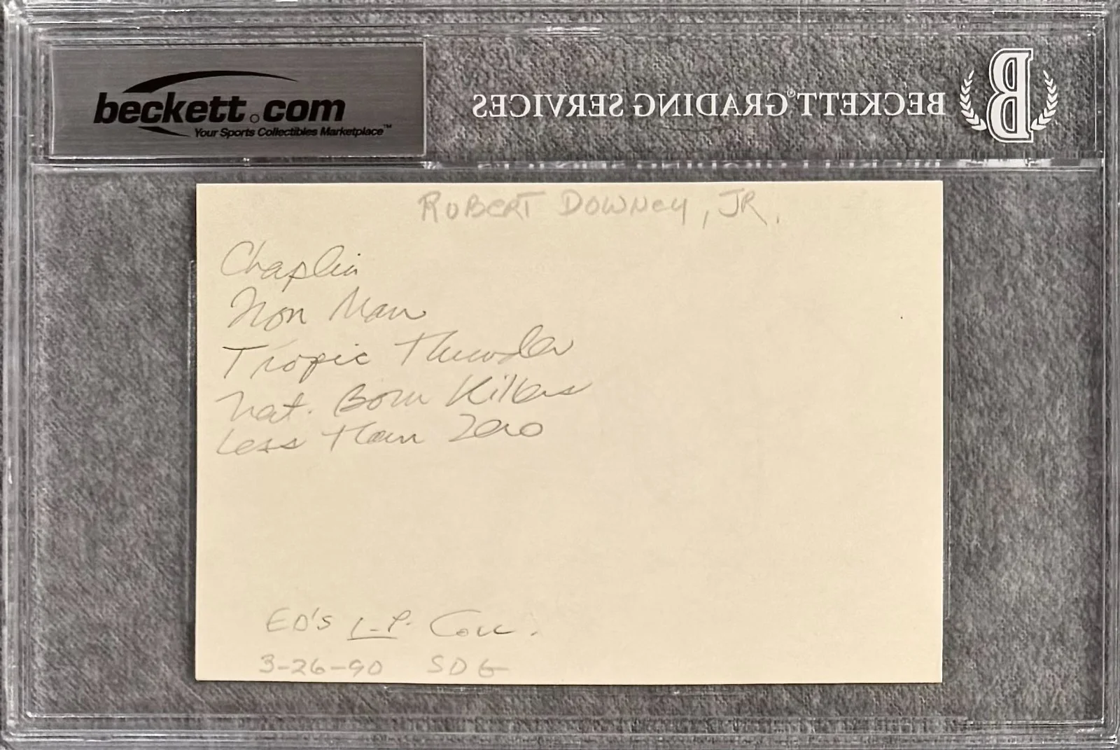 Robert Downey Jr — ROBERT DOWNEY JR. Signed Autograph 4x6 INDEX CARD OPPENHEIMER AVENGERS BECKETT, image 2