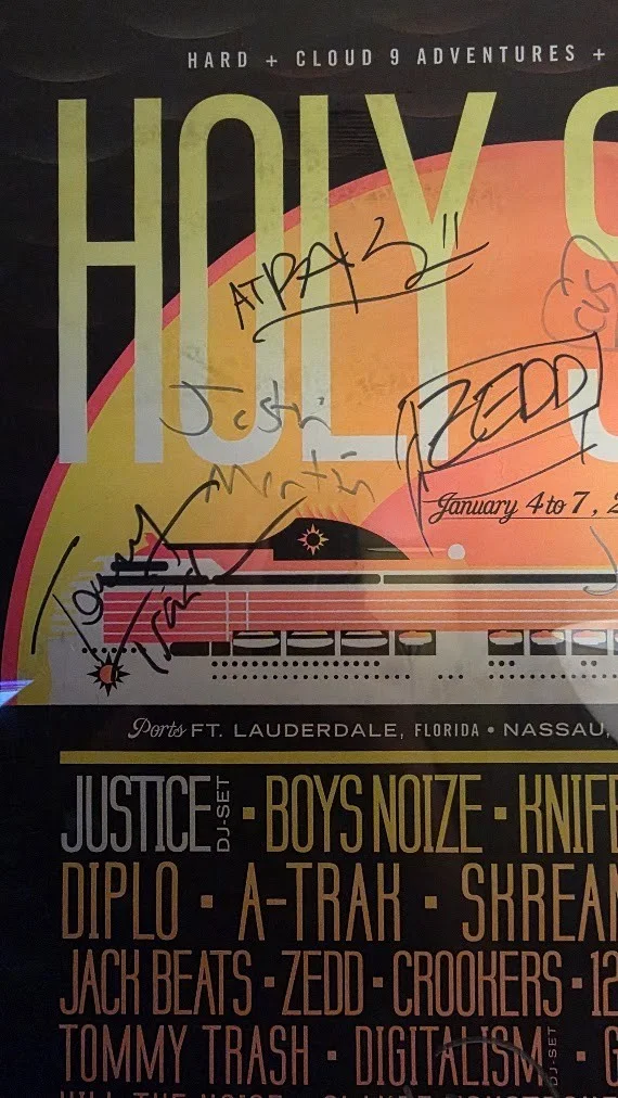 Holy Ship!! Original Multi-Autographed (Zedd, Dillon Francis) Concert Poster, изображение 2