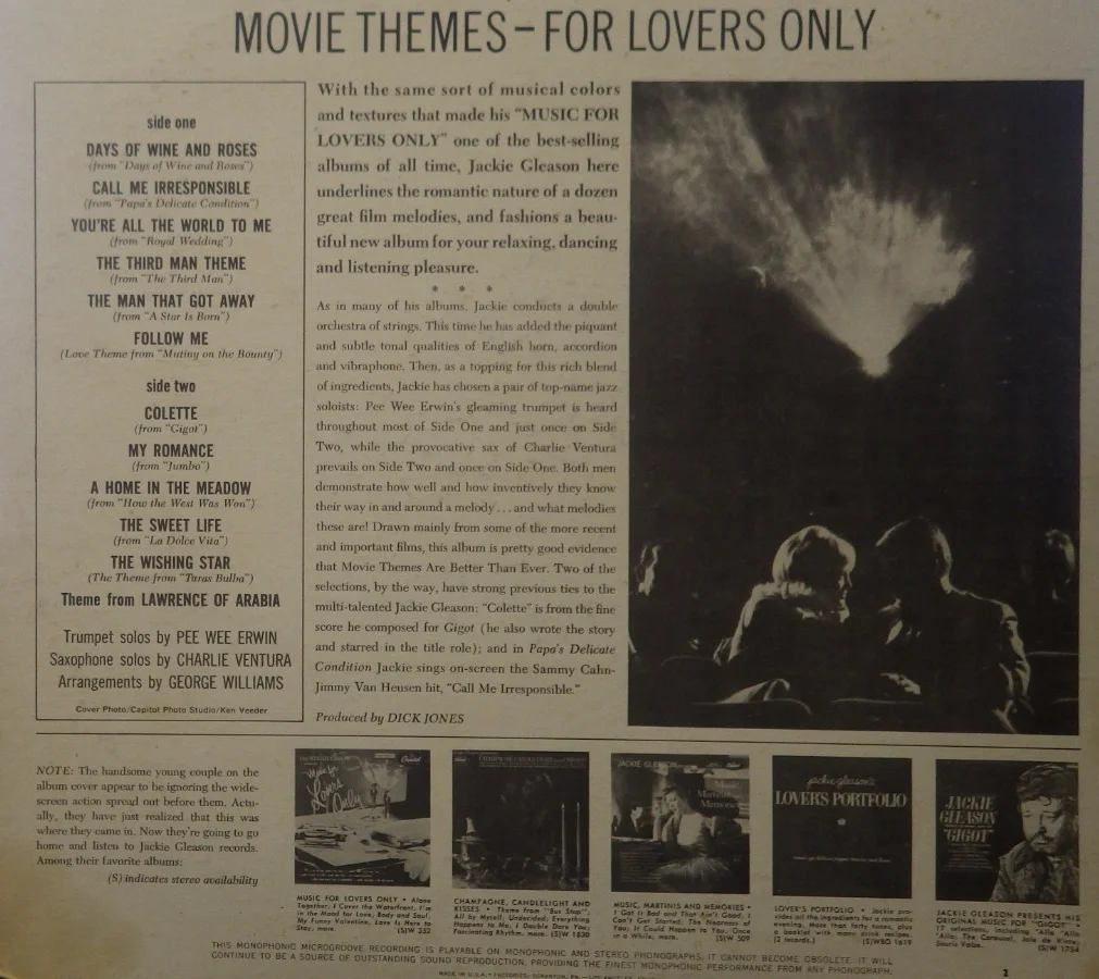 Jackie Gleason — Jackie Gleason "The Honeymooners" Signed Vinyl Movie Themes Record Album LP, изображение 4