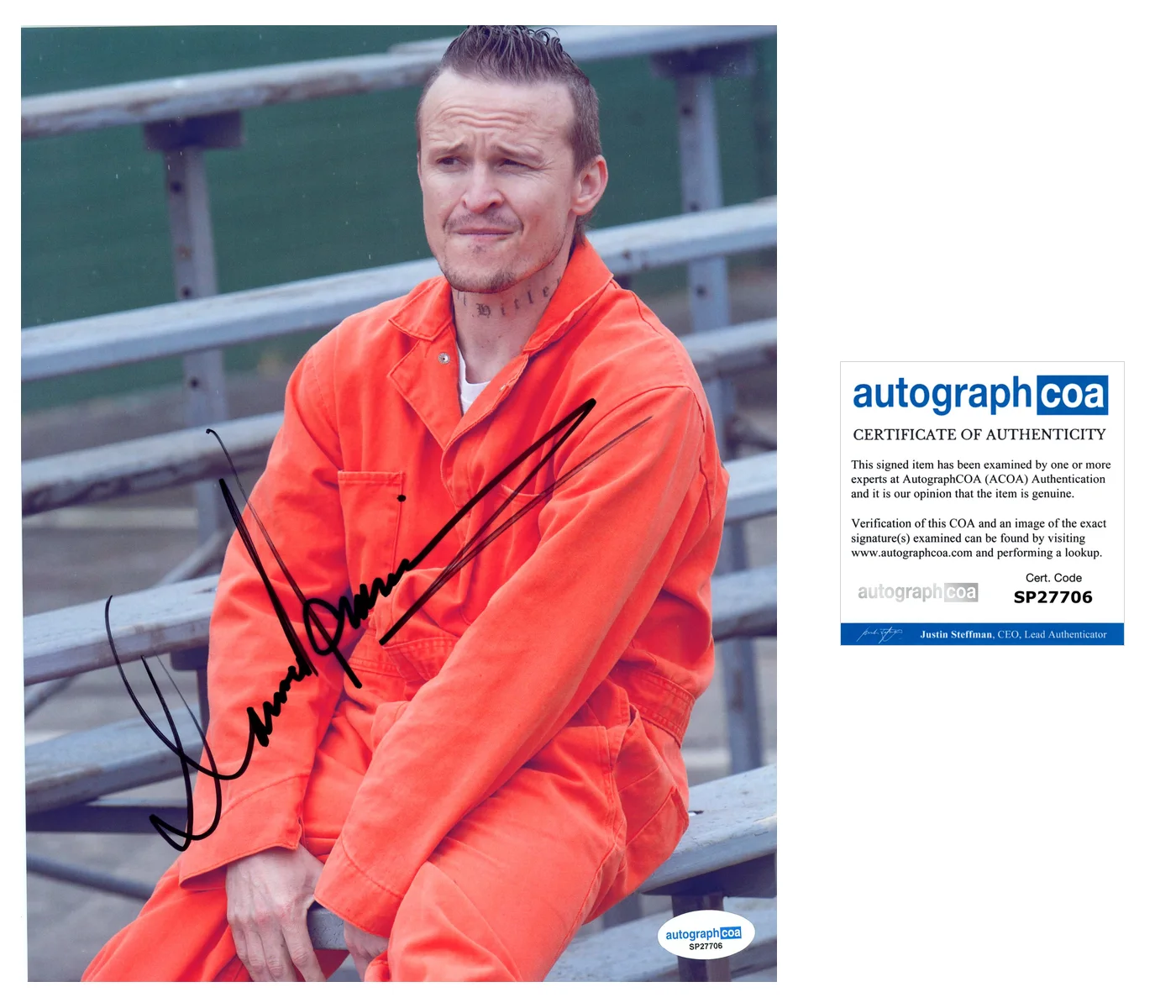 Damon Herriman — Damon Herriman ‘Justified’ Signed 8x10 Photo ‘Dewey Crowe’ ACOA