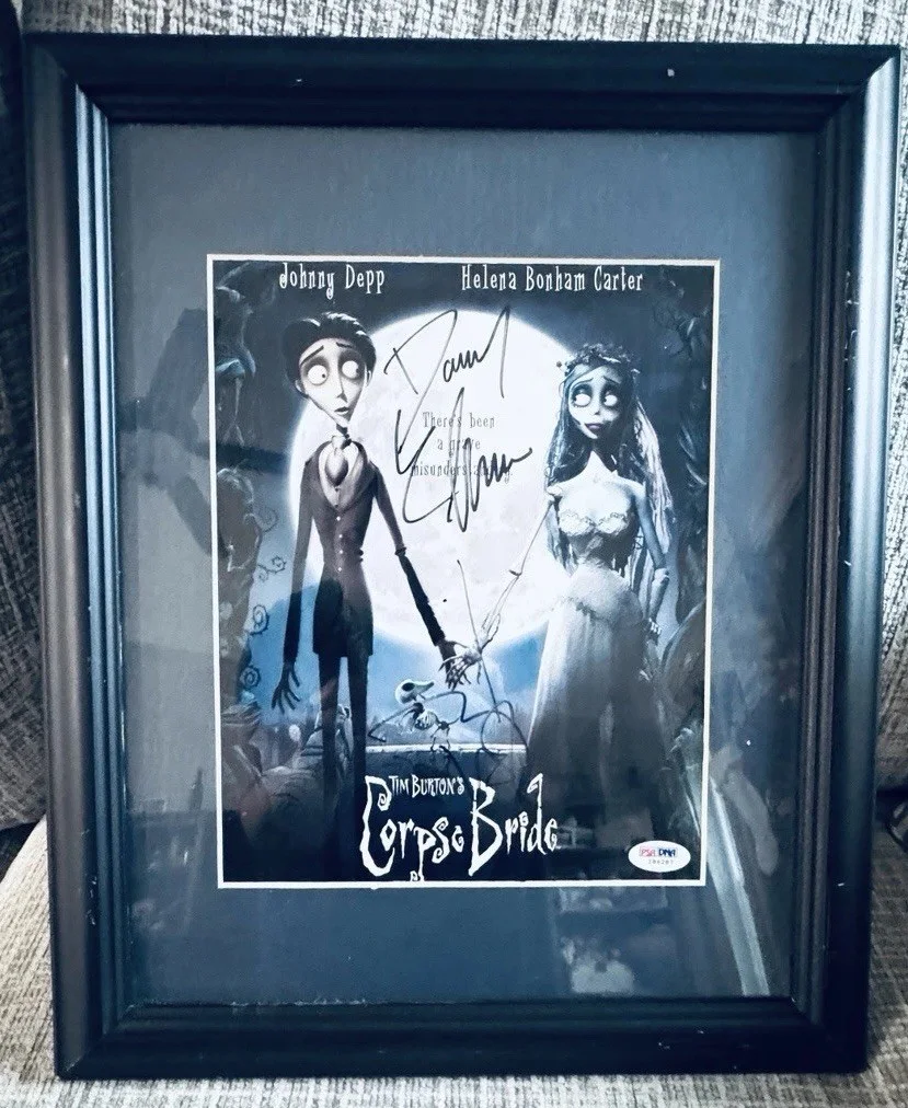 Tim Burton — Johnny Depp & Tim Burton signed The Corpse Bride With Frame PSA, image 2