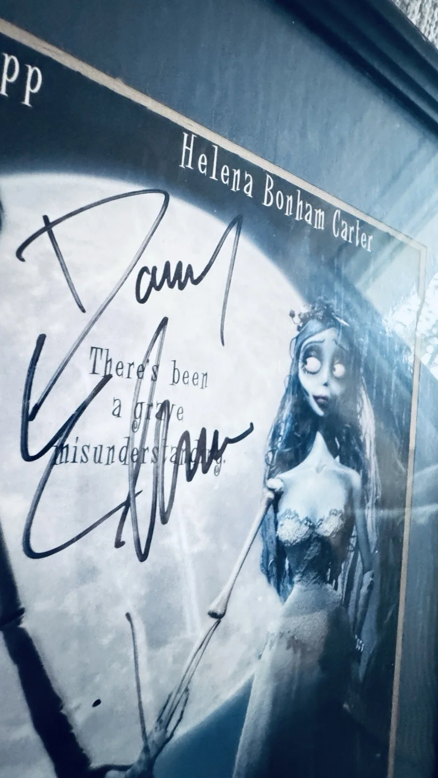 Tim Burton — Johnny Depp & Tim Burton signed The Corpse Bride With Frame PSA, image 5