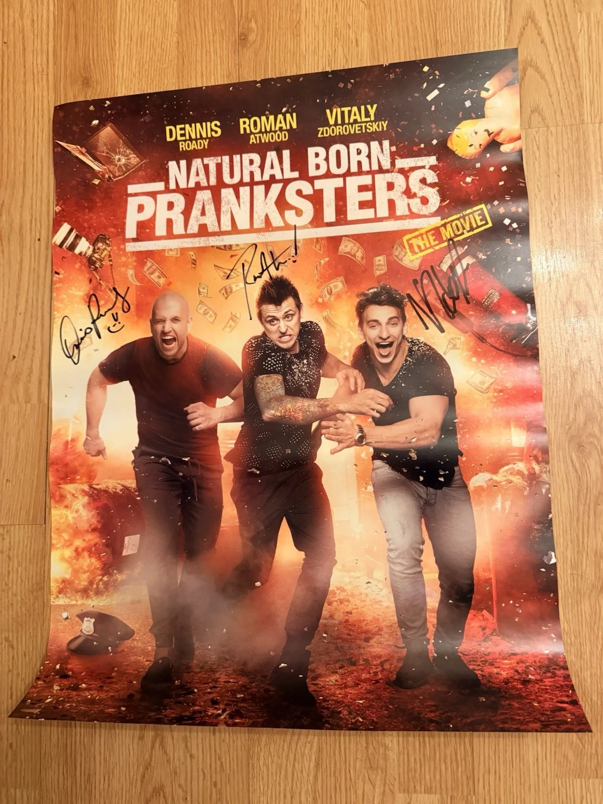 Natural Born Pranksters Poster Dennis Roady Roman Atwood Vitaly Autographed!, изображение 2