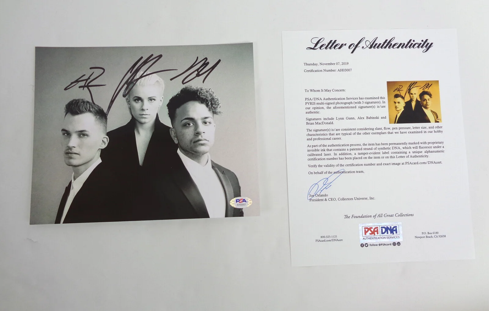 PVRIS — PVRIS Lynn Gunn & Entire Band Signed Autograph 8x10 Photo PSA/DNA COA #3