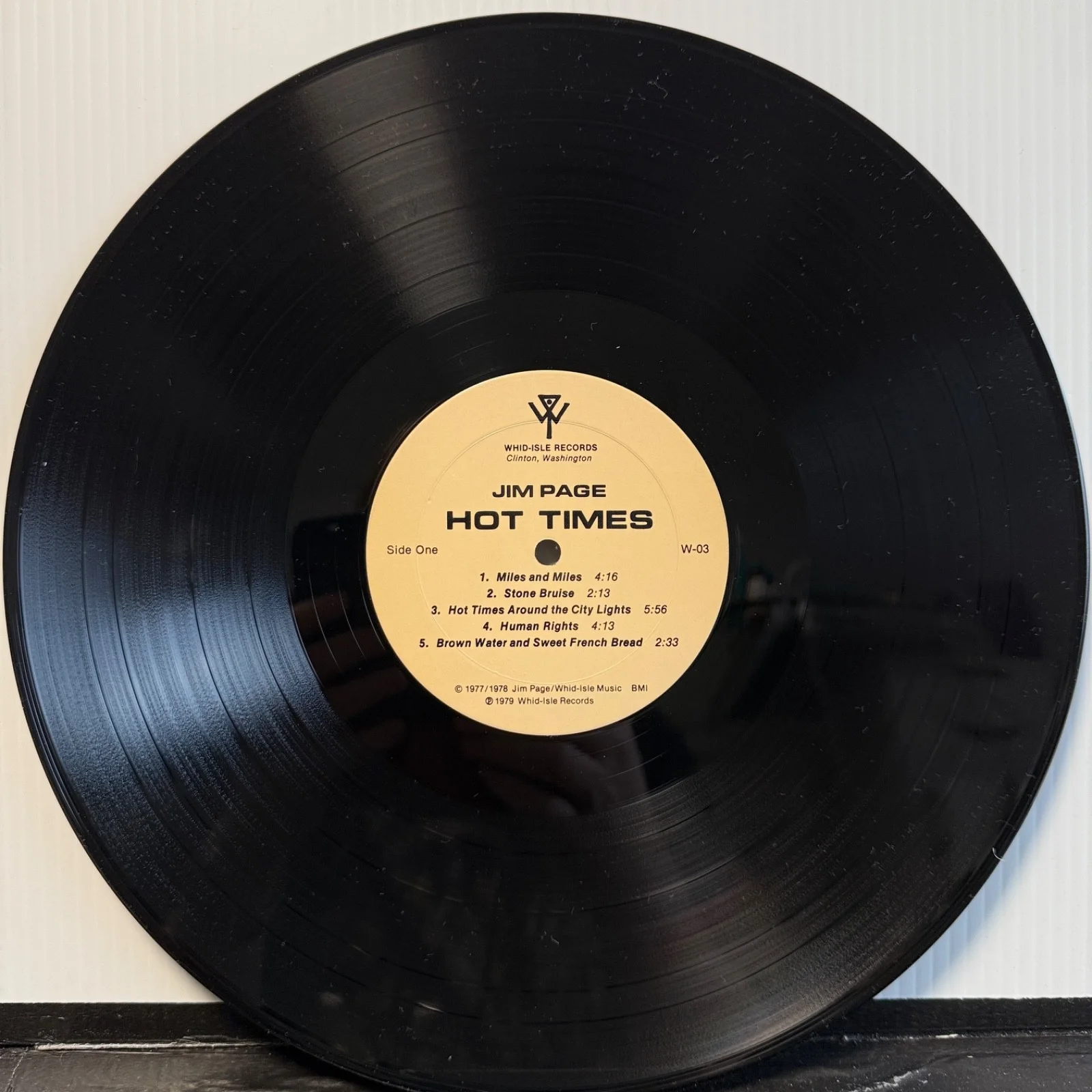 JIM PAGE AUTOGRAPHED "Hot Times" W-03 WHID-ISLE RECORDS usa vinyl album VG+, изображение 4