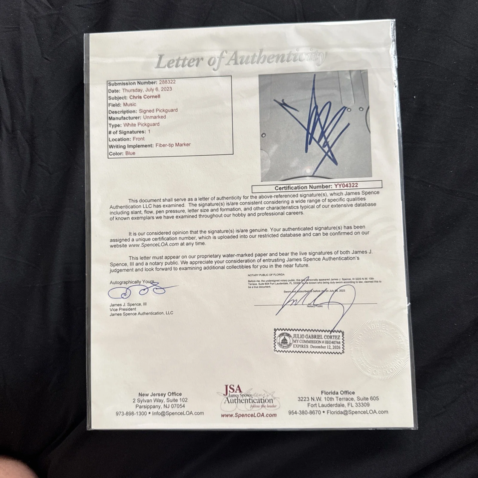 Chris Cornell — Chris Cornell Soundgarden Audioslave Signed Autograph Pickgaurd JSA LOA /PSA, изображение 2