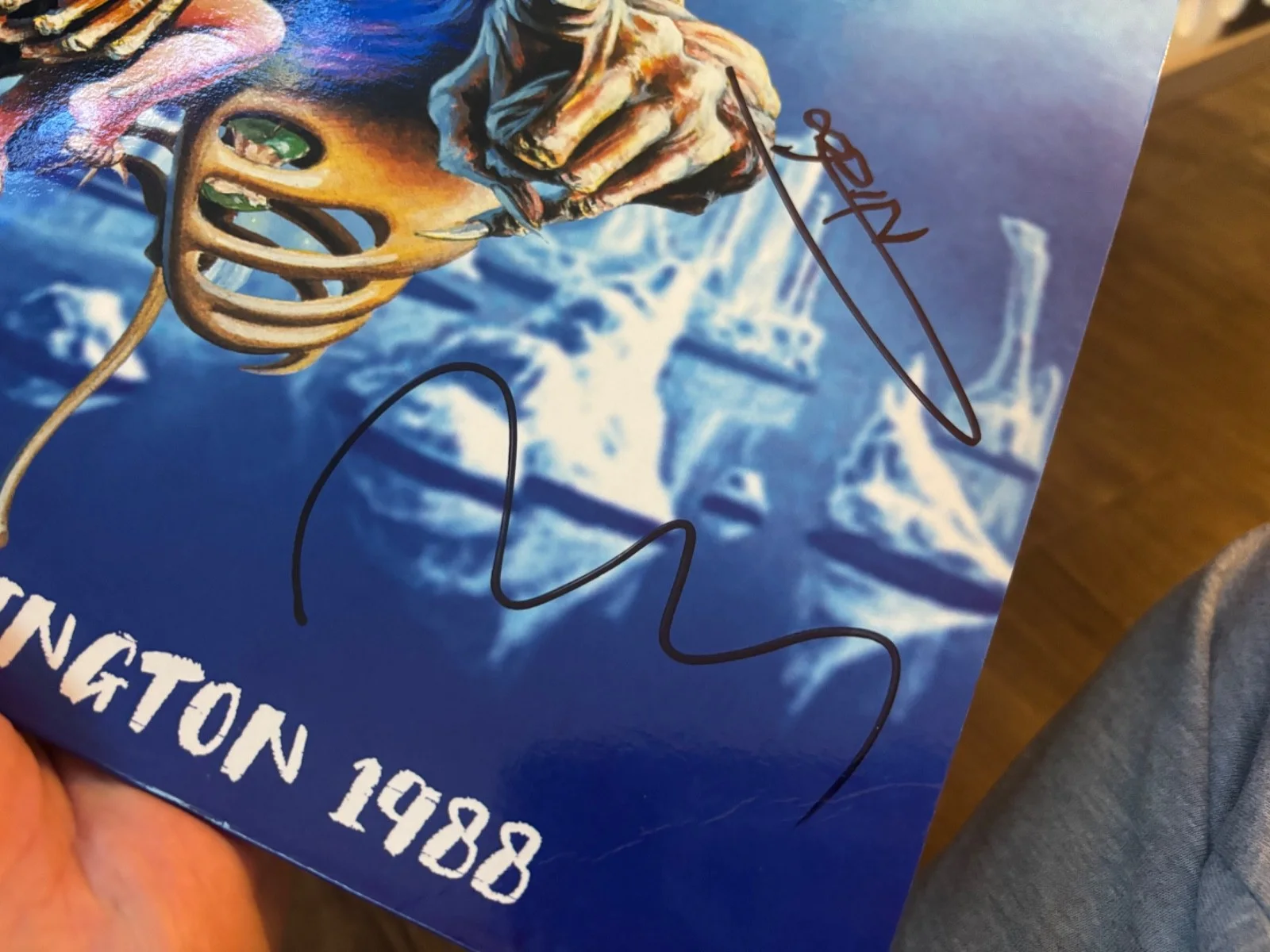 IRON MAIDEN SIGNED AUTOGRAPHED BLUE LP VINYL RARE NICKO & DAVE DONINGTON 88', image 3