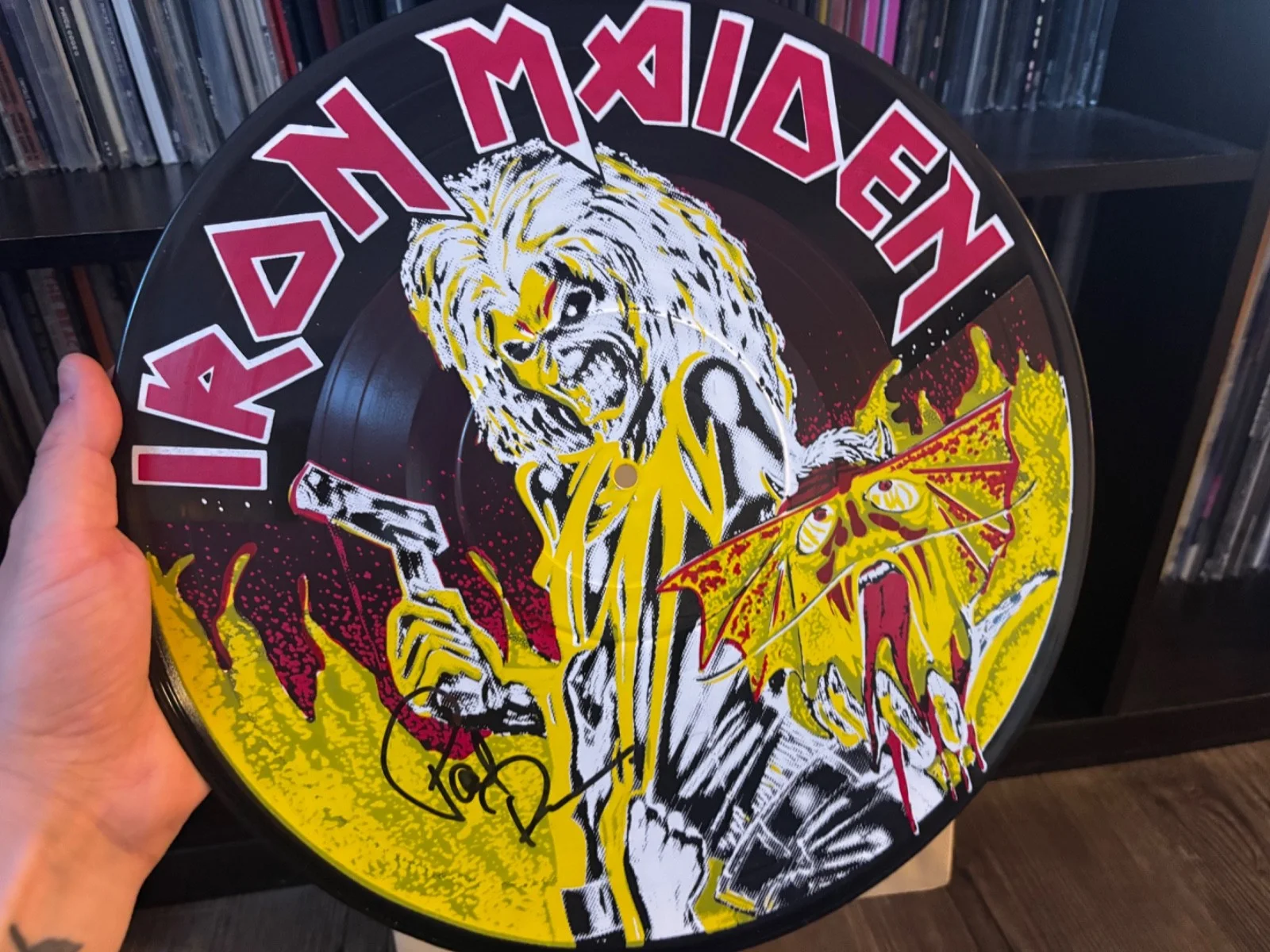 IRON MAIDEN SIGNED AUTOGRAPHED LP VINYL RARE PIC DISC PAUL D'IANNO RIP METAL, image 3