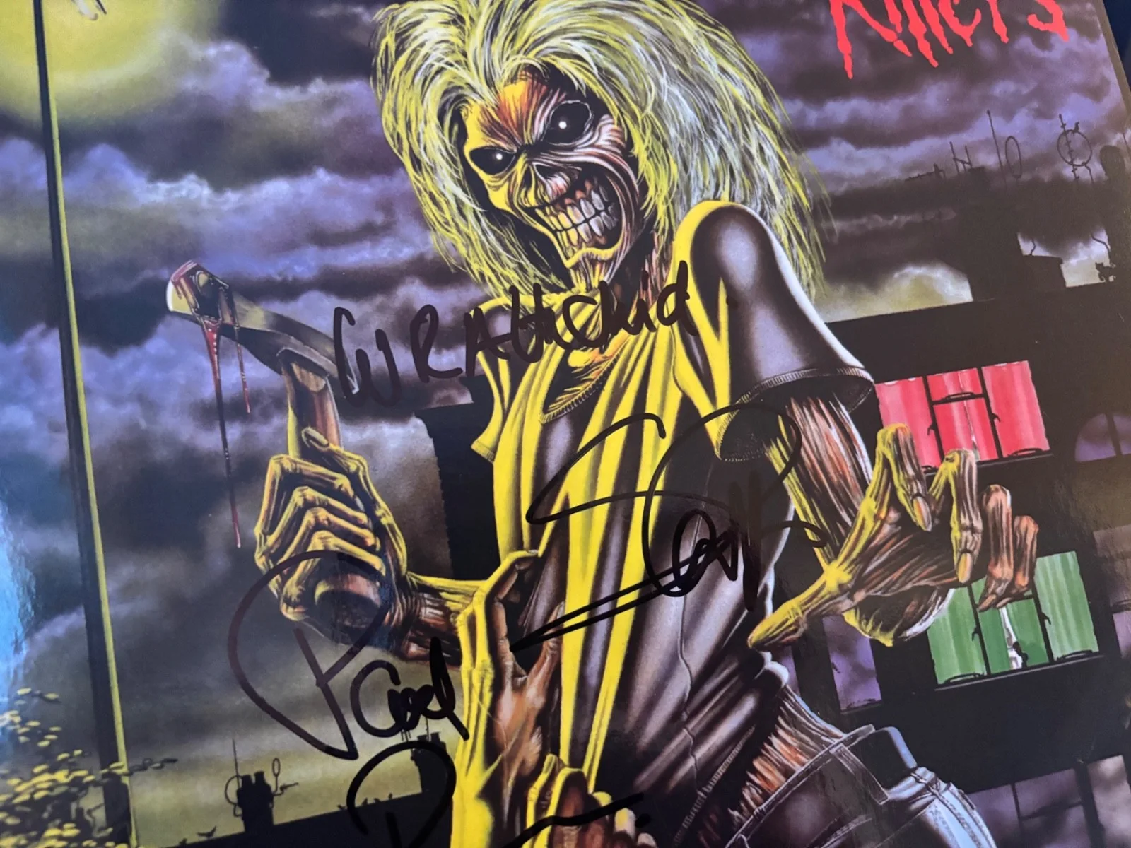 IRON MAIDEN SIGNED AUTOGRAPHED LP VINYL RARE KILLERS X2 PAUL D'IANNO HARRIS INSC, image 2