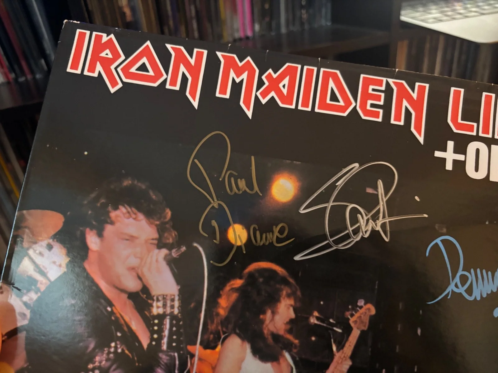 IRON MAIDEN SIGNED AUTOGRAPHED LP VINYL RARE X3 +ONE PAUL D'IANNO STEVE DENNIS, image 2