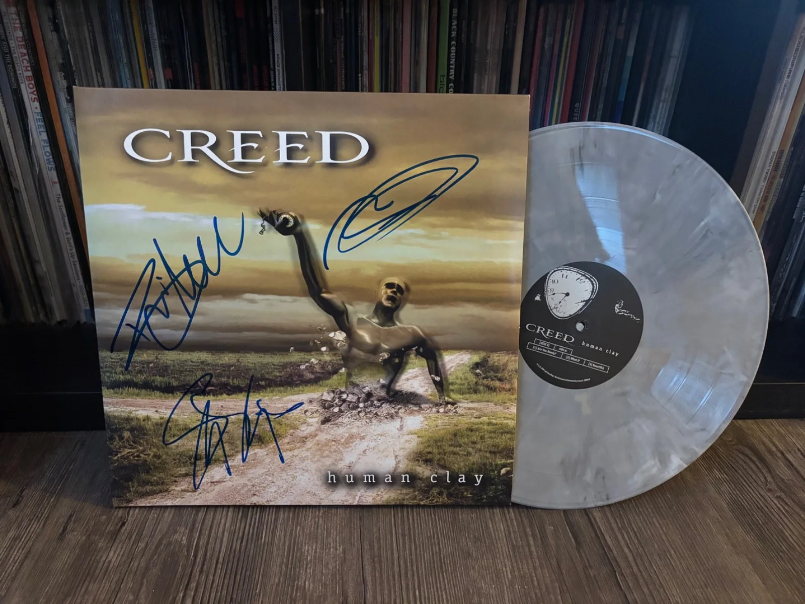 CREED SIGNED AUTOGRAPHED LP VINYL RARE HUMAN CLAY X3 TREMONTI MARSHALL SCOTT, image 2