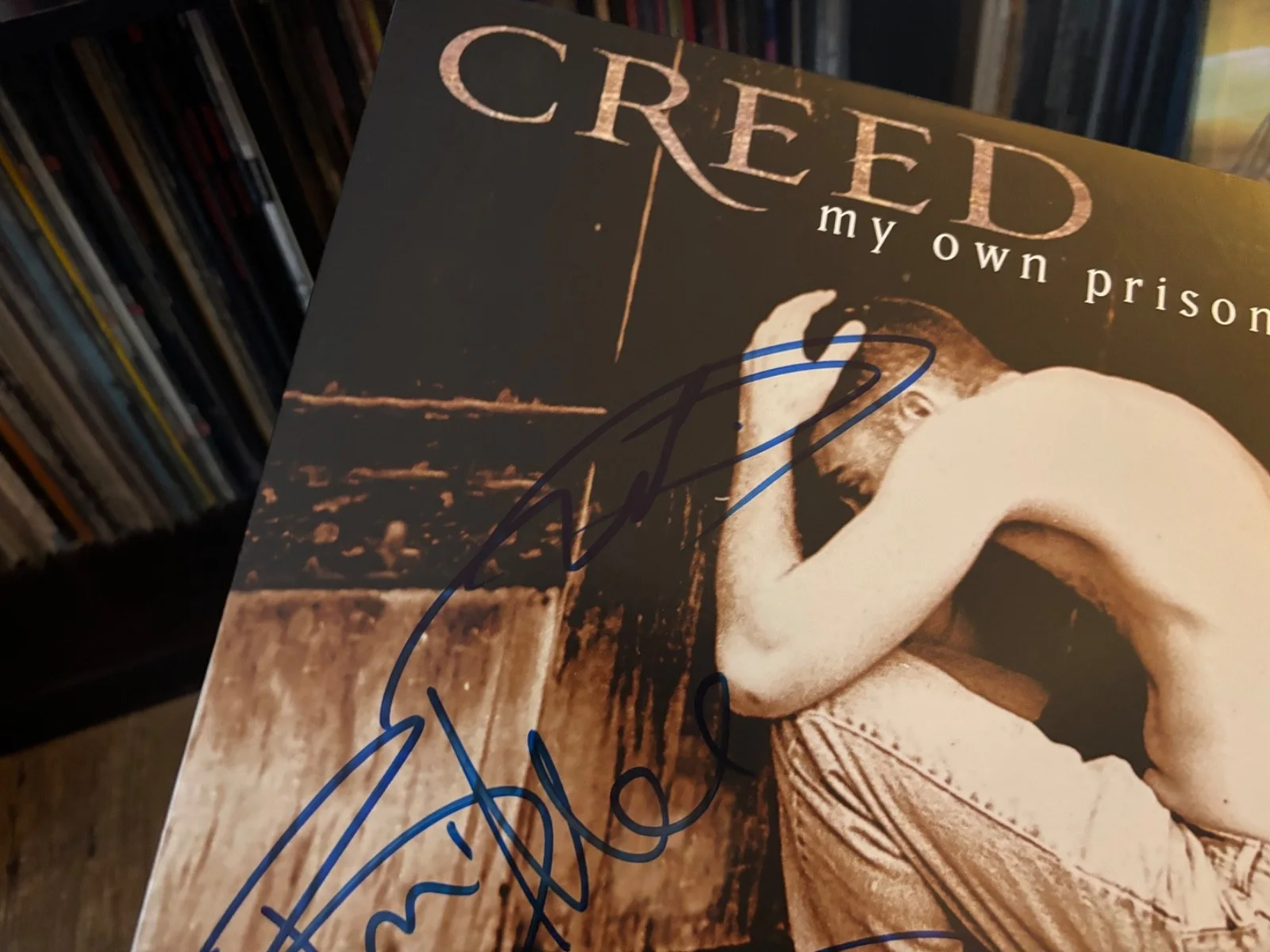 CREED SIGNED AUTOGRAPHED LP VINYL RARE X3 MY OWN PRISON MARK SCOTT BRIAN METAL, изображение 2