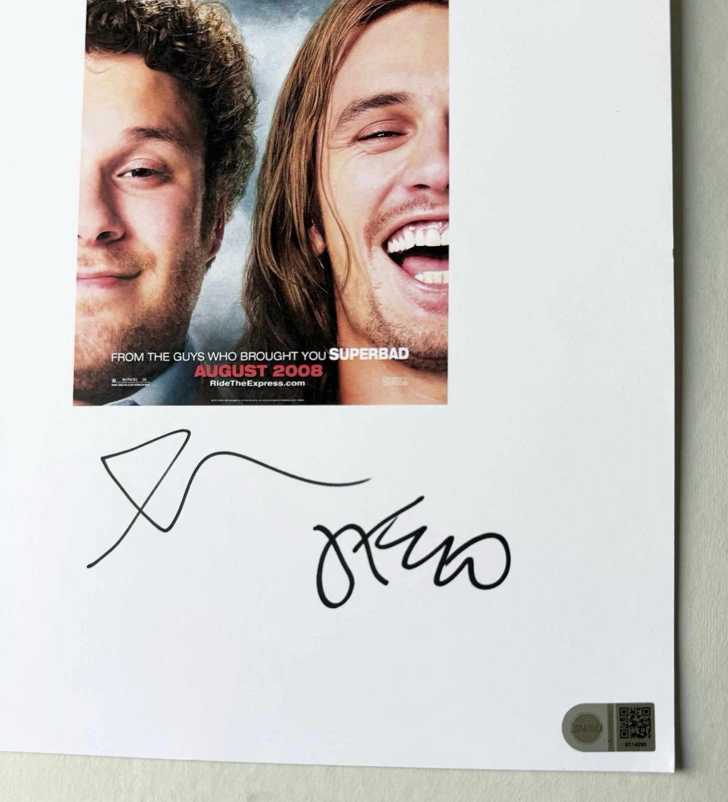 James Franco, Seth Rogen — Seth Rogen & James Franco Autograph Dual pineapple Express 11x17 poster swau coa, изображение 2