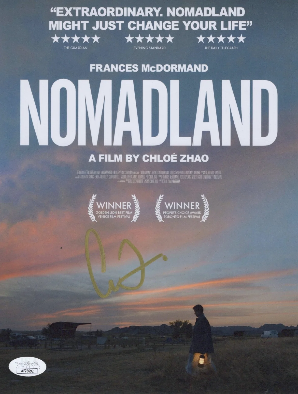 CHLOE ZHAO — CHLOE ZHAO Authentic Hand-Signed "NOMADLAND" 8x10 Photo (JSA COA)