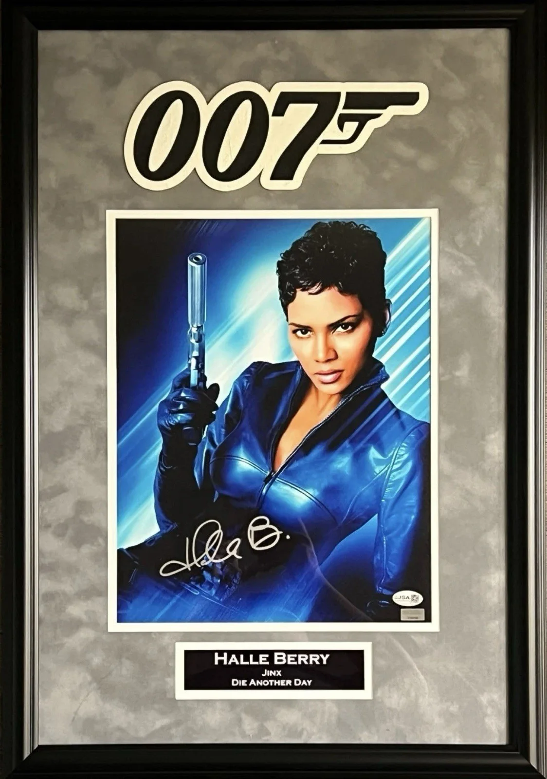 Halle Berry — Halle Berry autographed signed suede framed 11x14 007 James Bond Jinx JSA COA