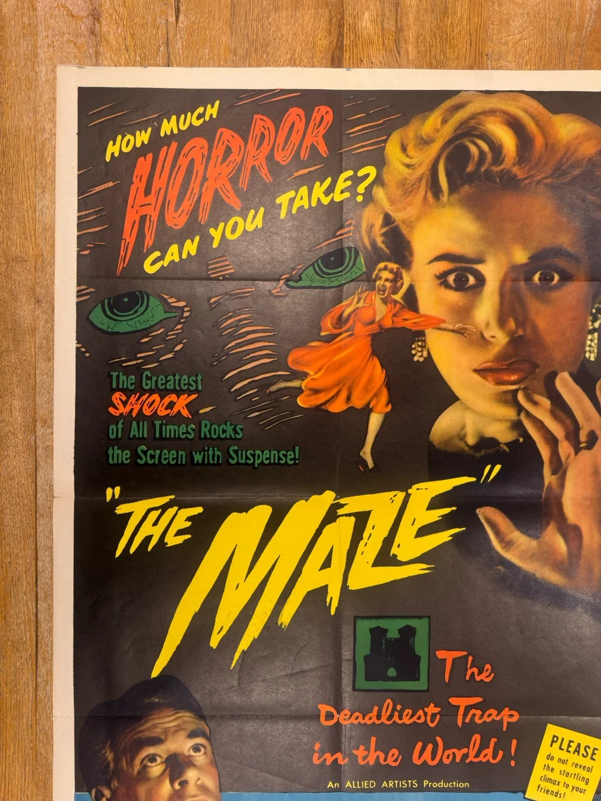 The Maze 1953 Original 27x41" US One Sheet Movie Poster, изображение 2