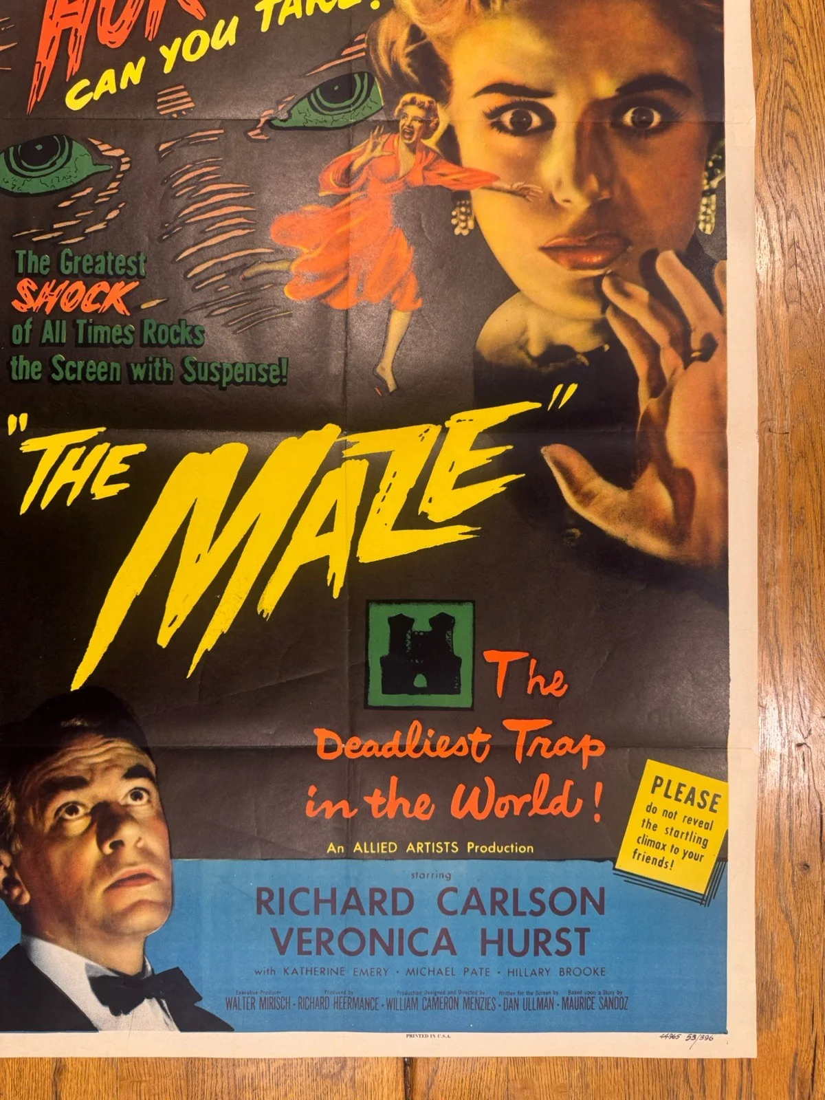 The Maze 1953 Original 27x41" US One Sheet Movie Poster, изображение 4
