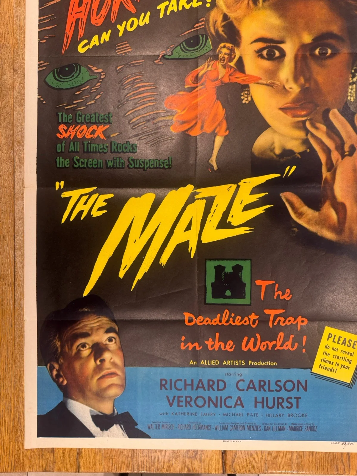 The Maze 1953 Original 27x41" US One Sheet Movie Poster, изображение 5