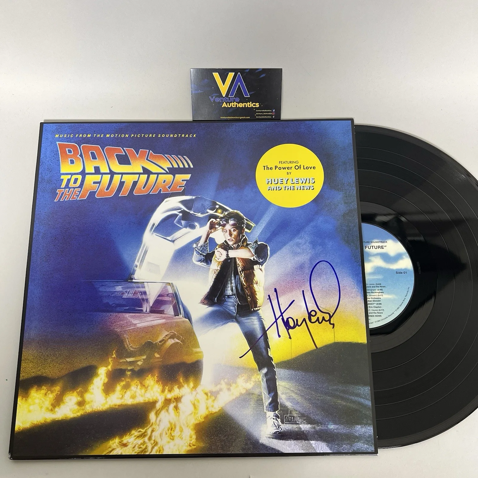 Huey Lewis — Huey Lewis Signed Back To The Future Soundtrack Album Vinyl w/ JSA COA