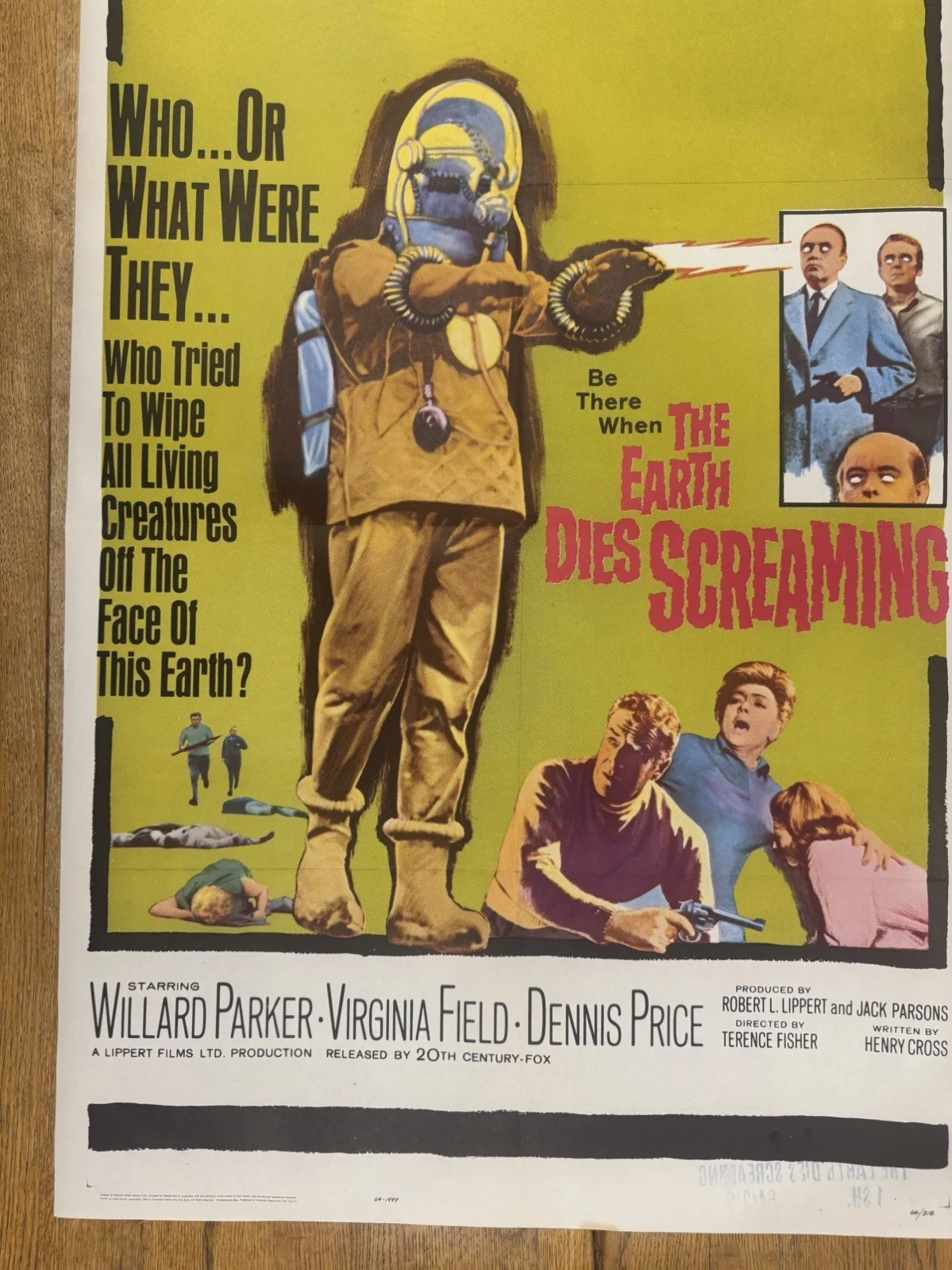 The Earth Dies Screaming 1964 Original 27x41" US One Sheet Movie Poster Rare, изображение 5