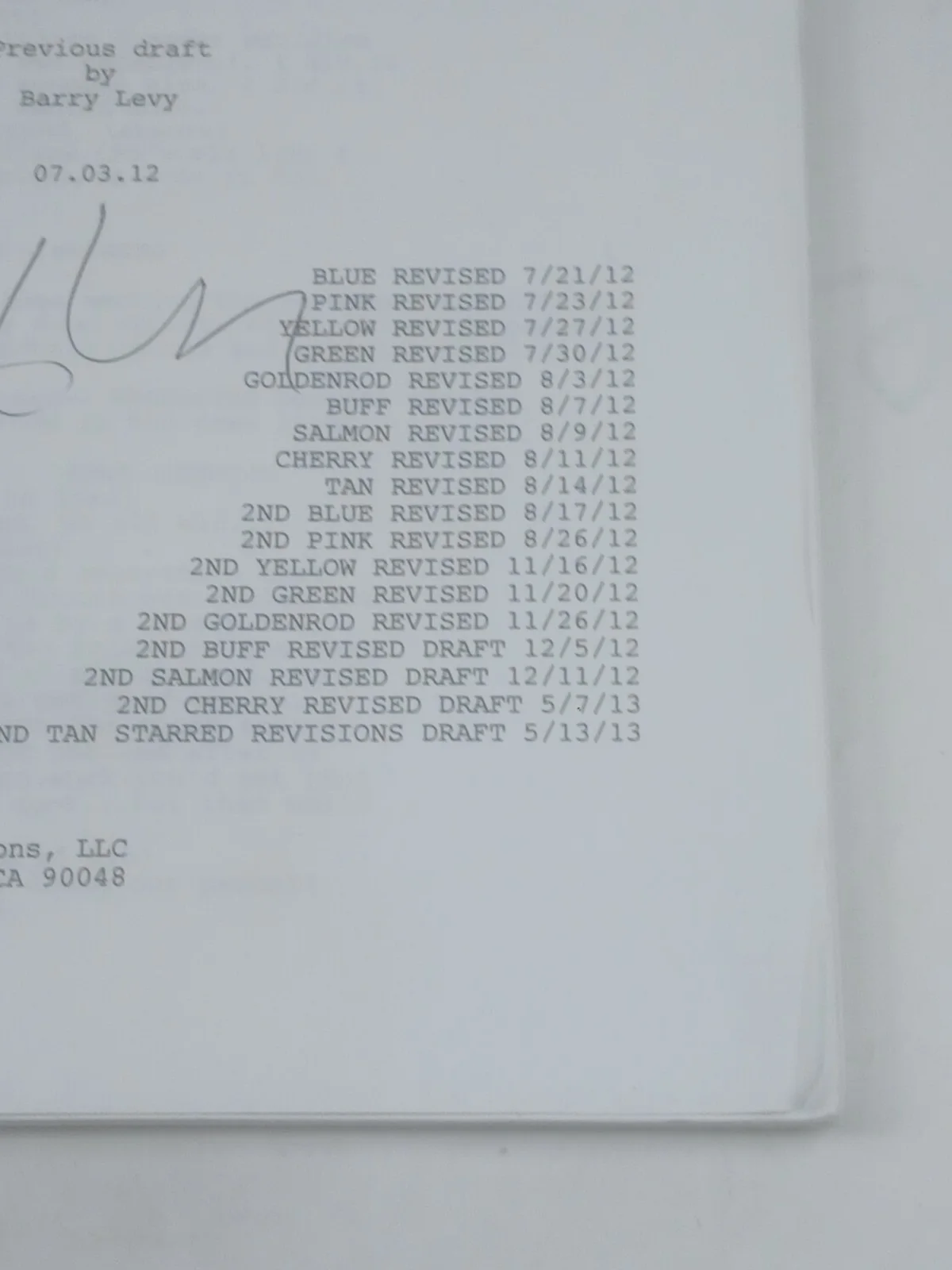 Barry Levy — Paranoia Signed Original Script Barry Levy Writer Movie Screenplay 2002, image 4
