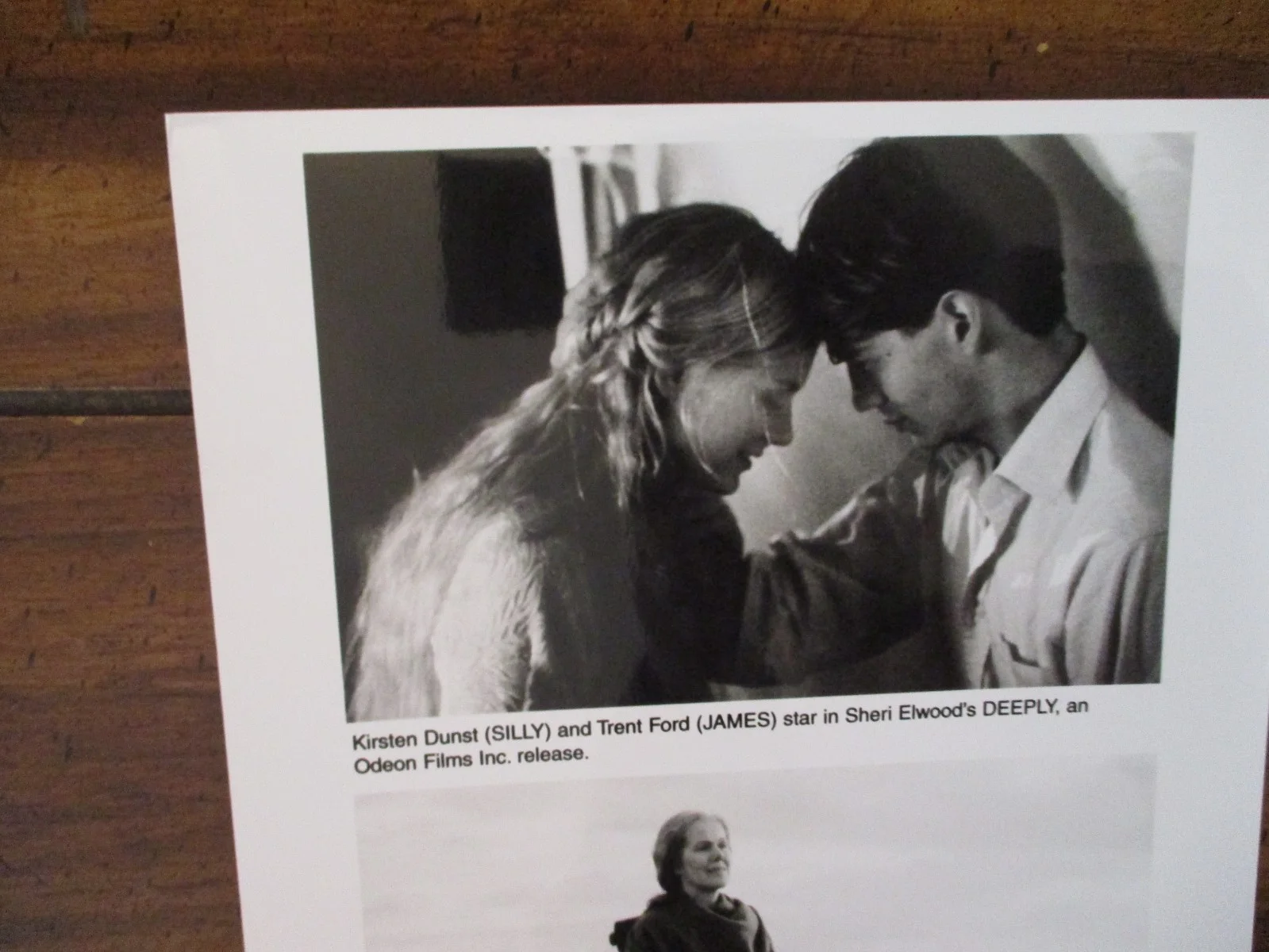 Kirsten Dunst/Lynn Redgrave/Trent Ford("DEEPLY")2000 8 x 10 Black & White Photo, изображение 2