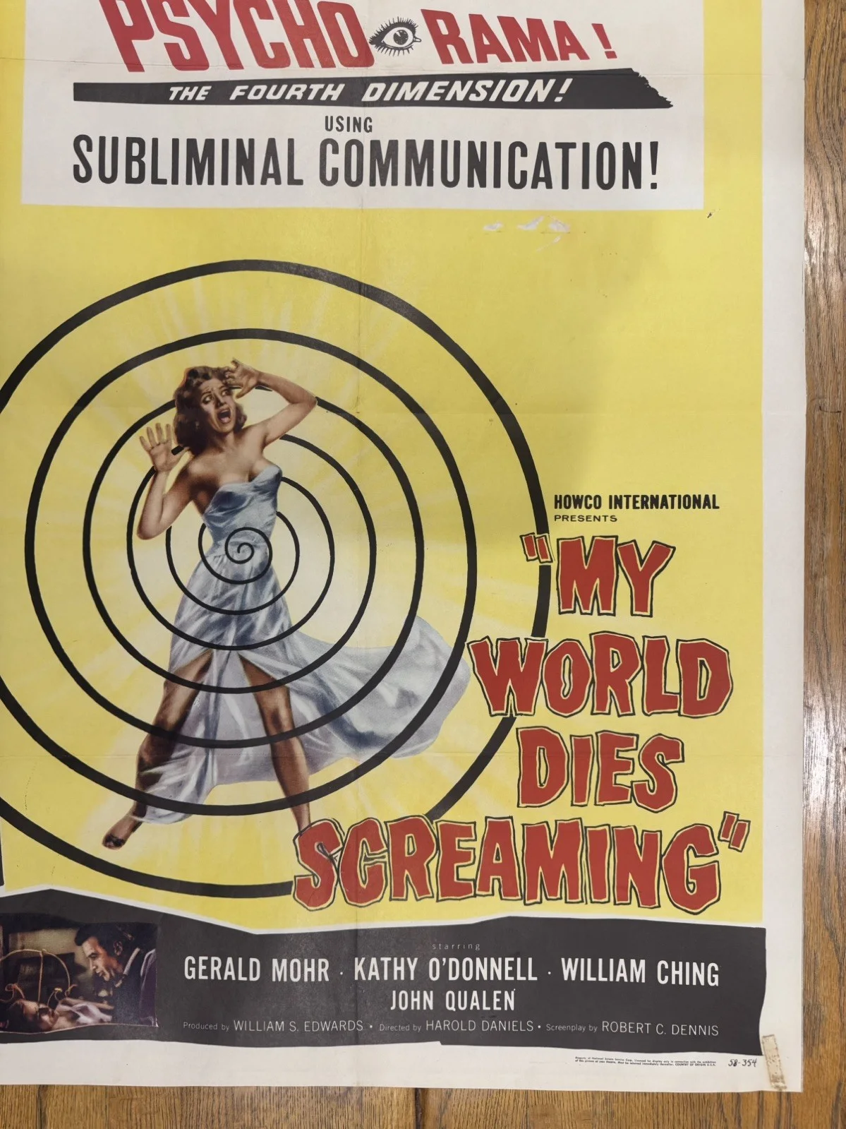 My World Dies Screaming 1958 Original 27x41" US One Sheet Movie Poster Rare, изображение 3