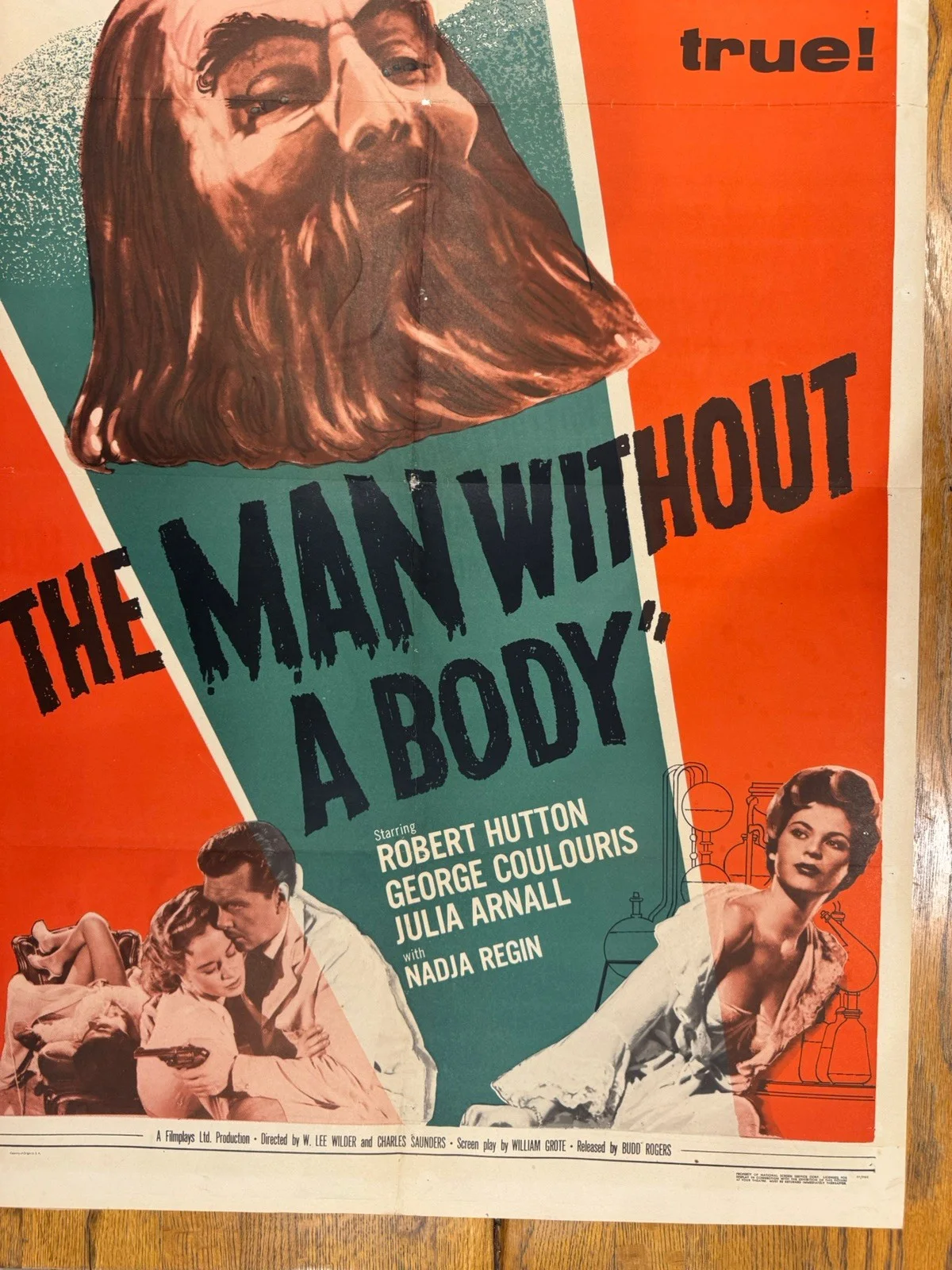 The Man Without A Body 1957 Original 27x41" US One Sheet Movie Poster Rare, изображение 3
