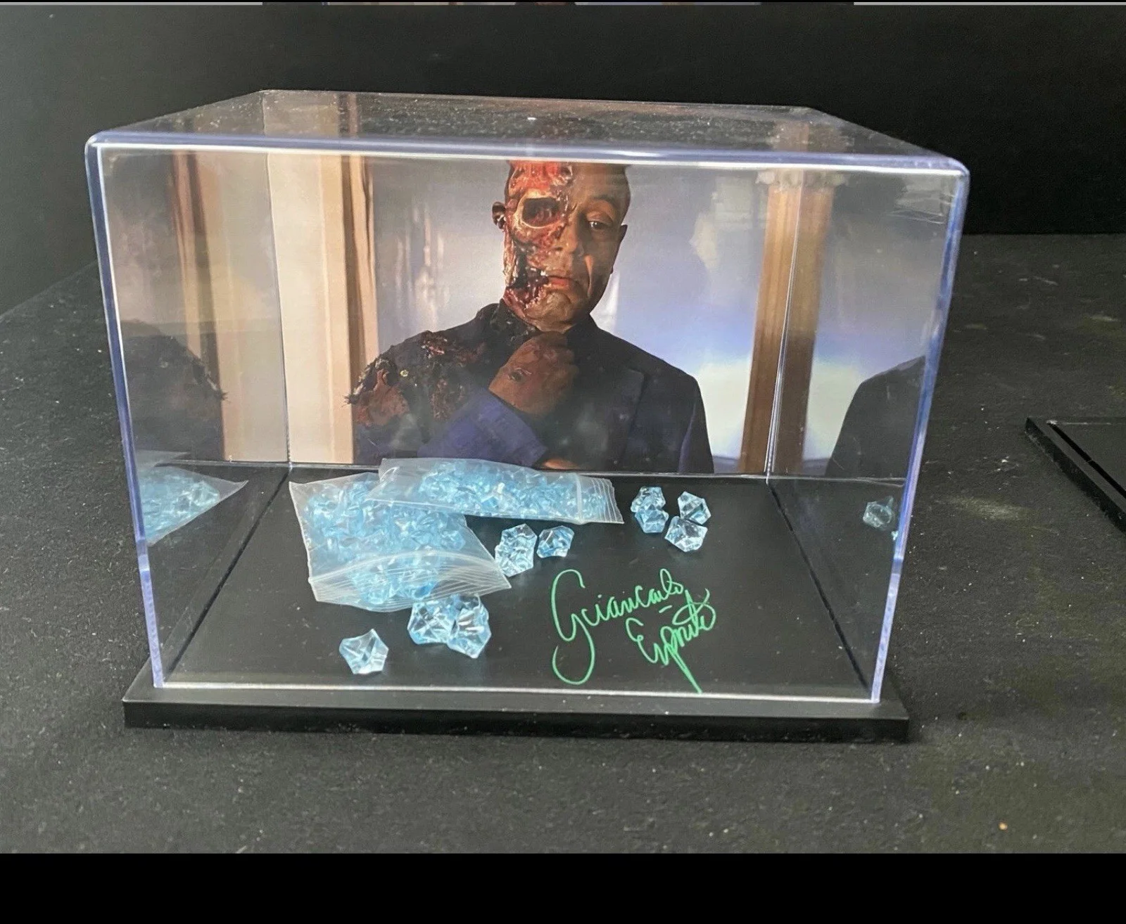 Giancarlo Esposito sighed Collectors Piece with Blue Meth Crystals WWOC COA, image 2