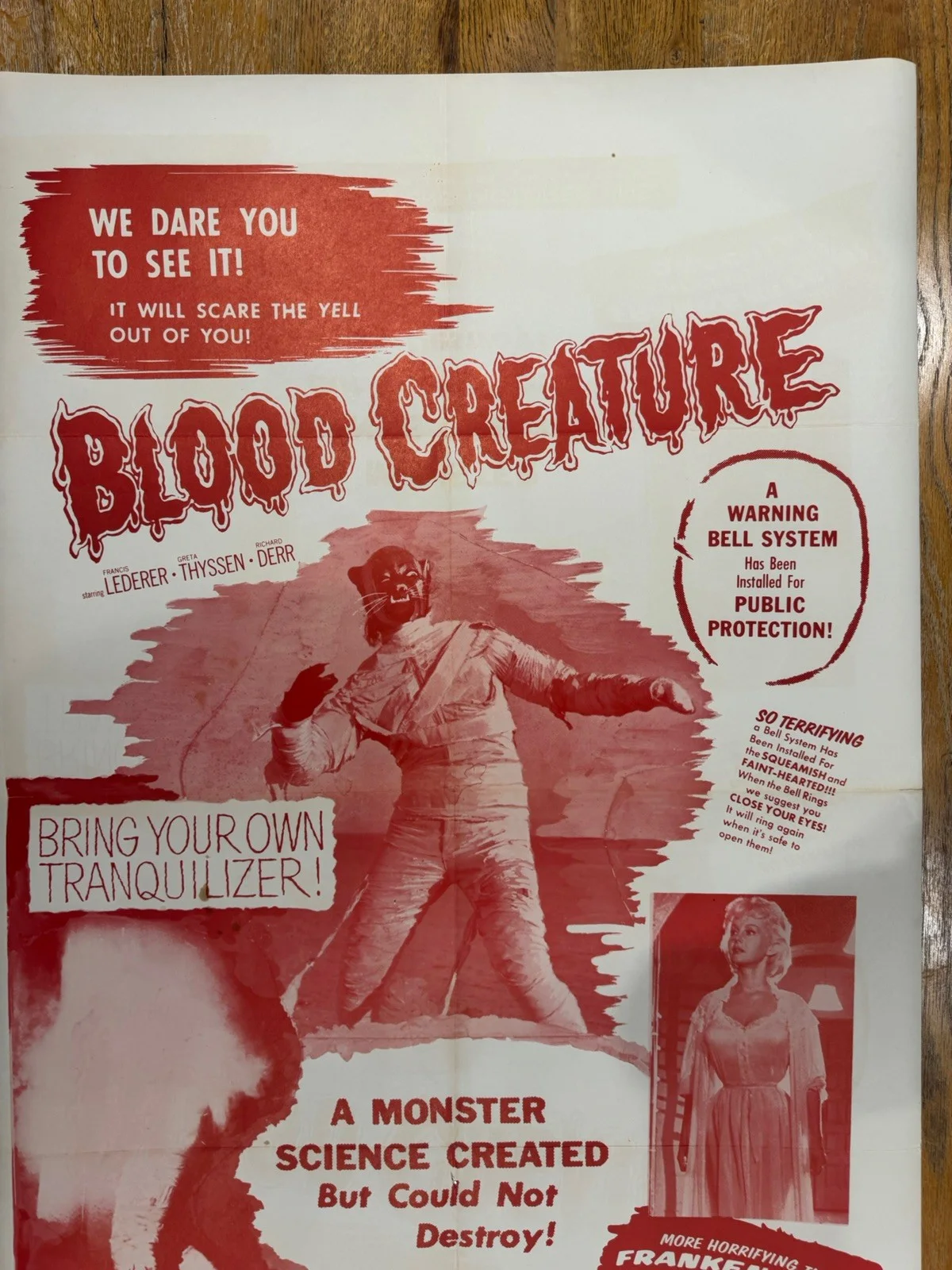 Blood Creature 1959 Original 27x41" US One Sheet Movie Poster Rare, изображение 3