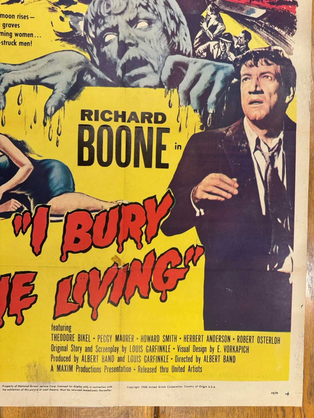I Bury The Living 1958 Original 27x41" US One Sheet Movie Poster, изображение 2