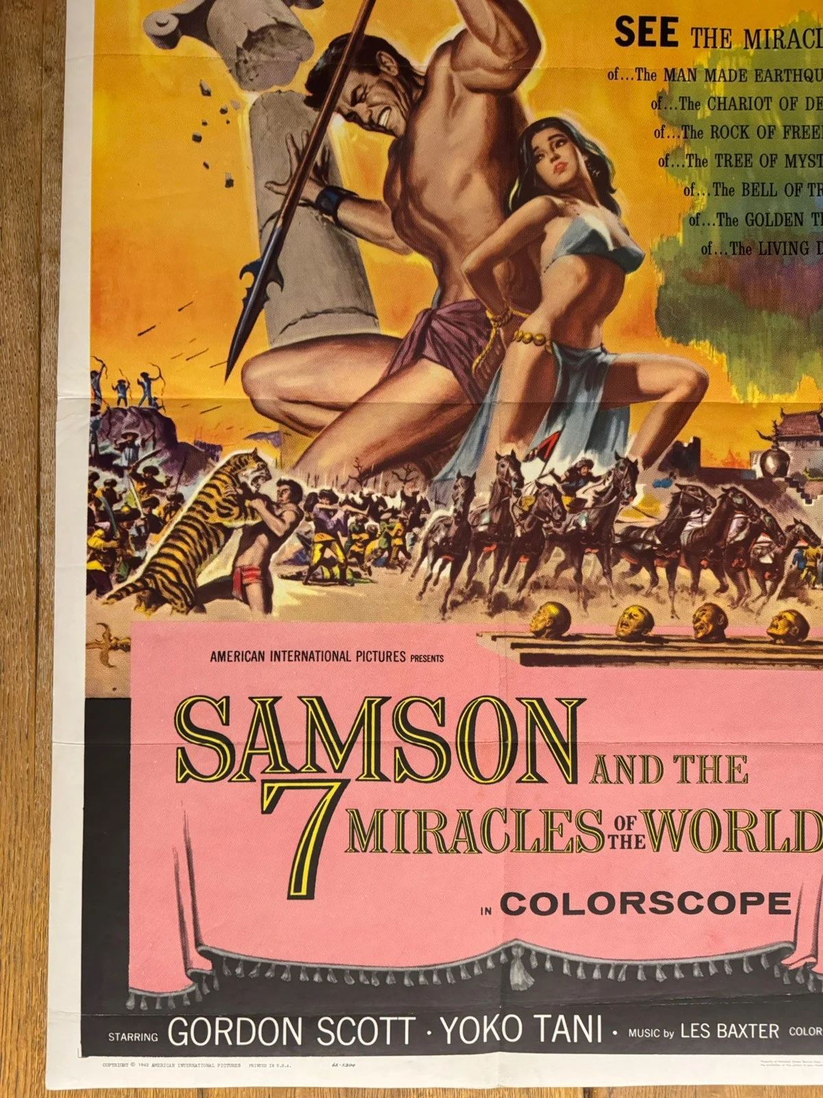 Samson and the seven miracles of the world 1962 27x41" US One Sheet Movie Poster, изображение 2