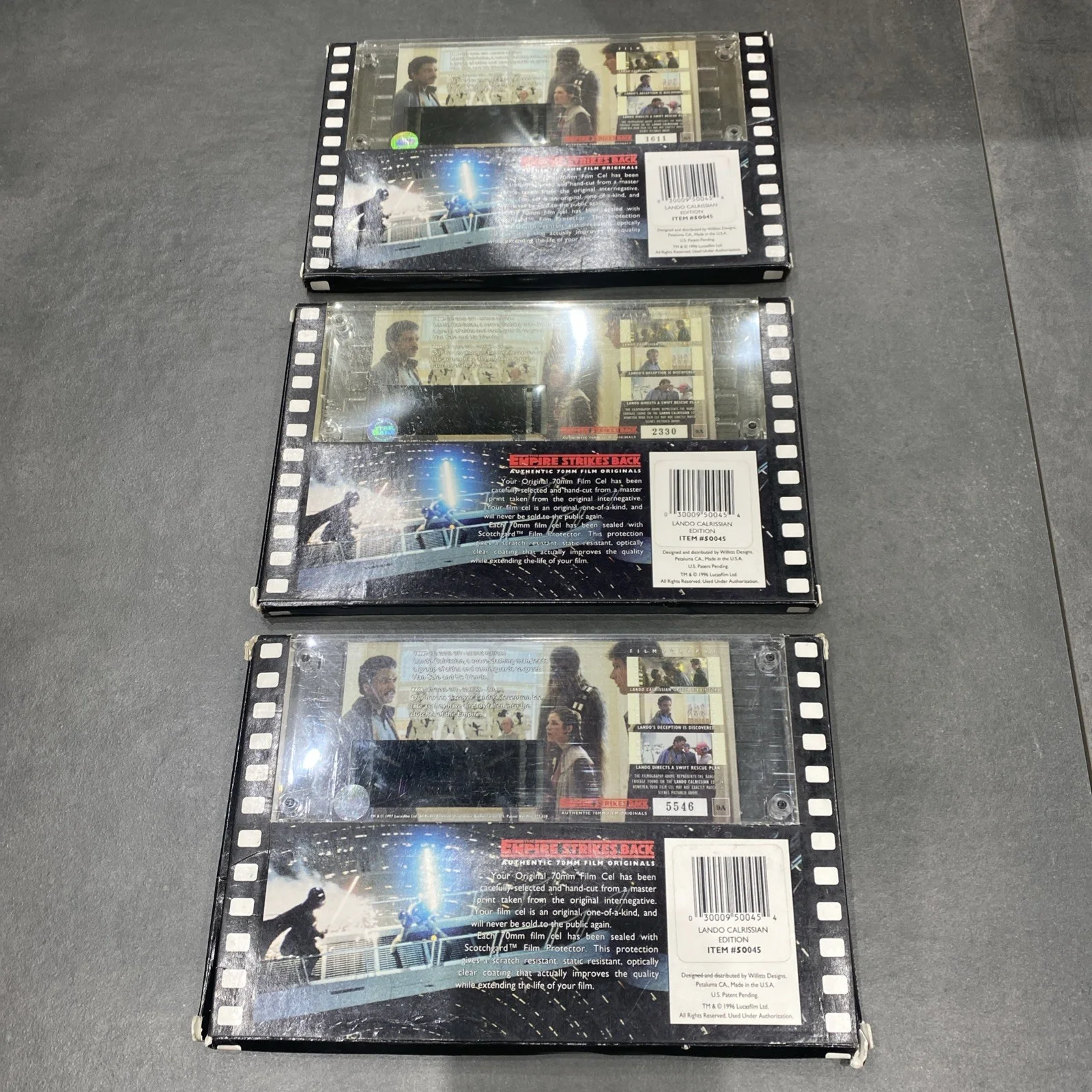 13 x STAR WARS EMPIRE STRIKES BACK LIMITED EDITION 70mm COLLECTOR FILM CELLS, изображение 5