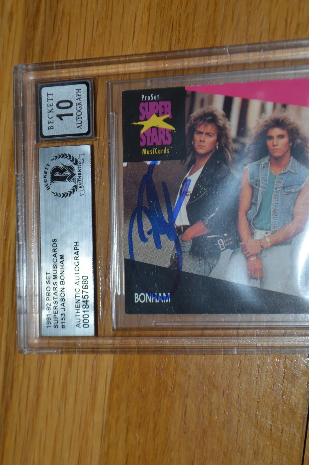 Bonham ~ Jason Bonham Signed 1991-92 Pro Set Trading Card Beckett Encapsulated, image 2