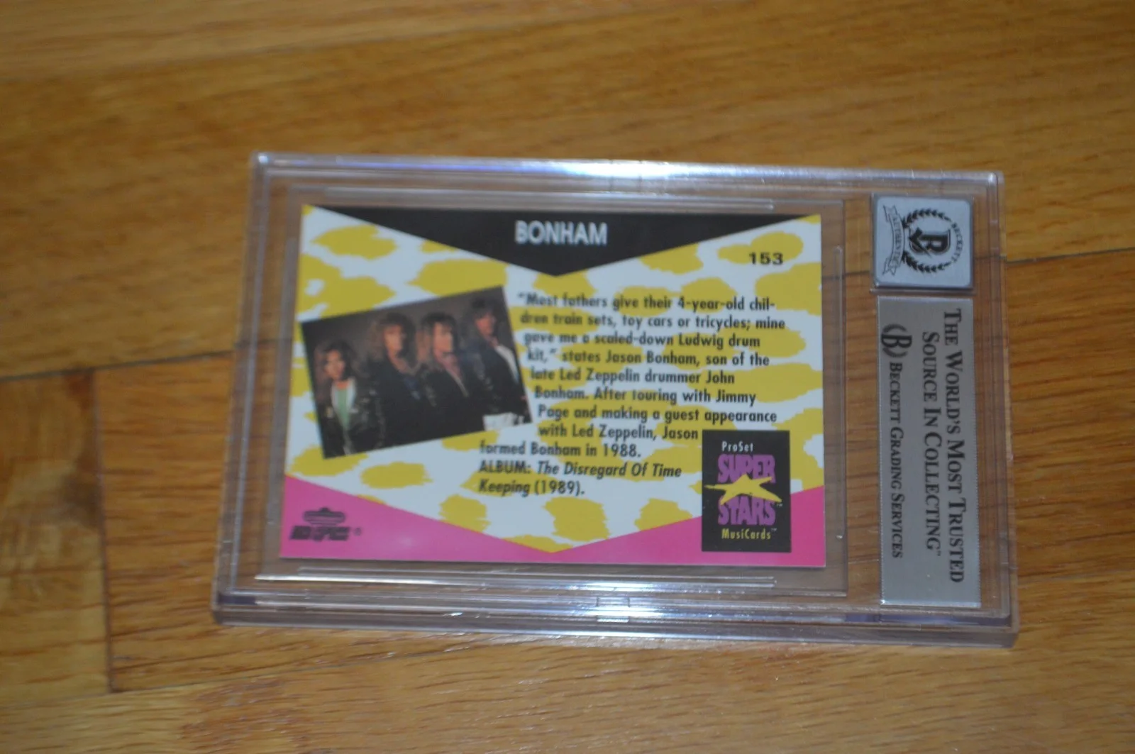 Bonham ~ Jason Bonham Signed 1991-92 Pro Set Trading Card Beckett Encapsulated, image 4