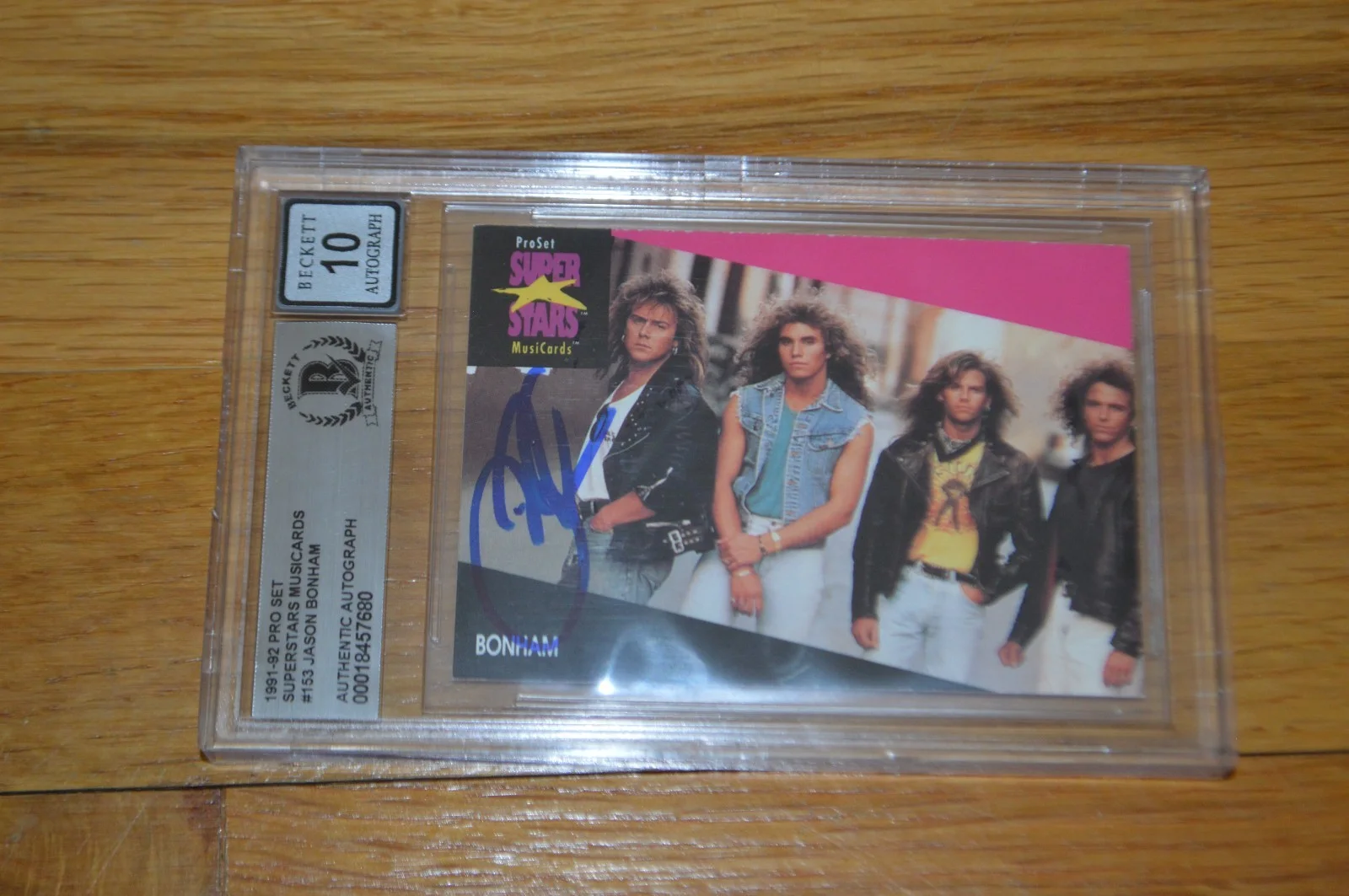 Bonham ~ Jason Bonham Signed 1991-92 Pro Set Trading Card Beckett Encapsulated, image 5