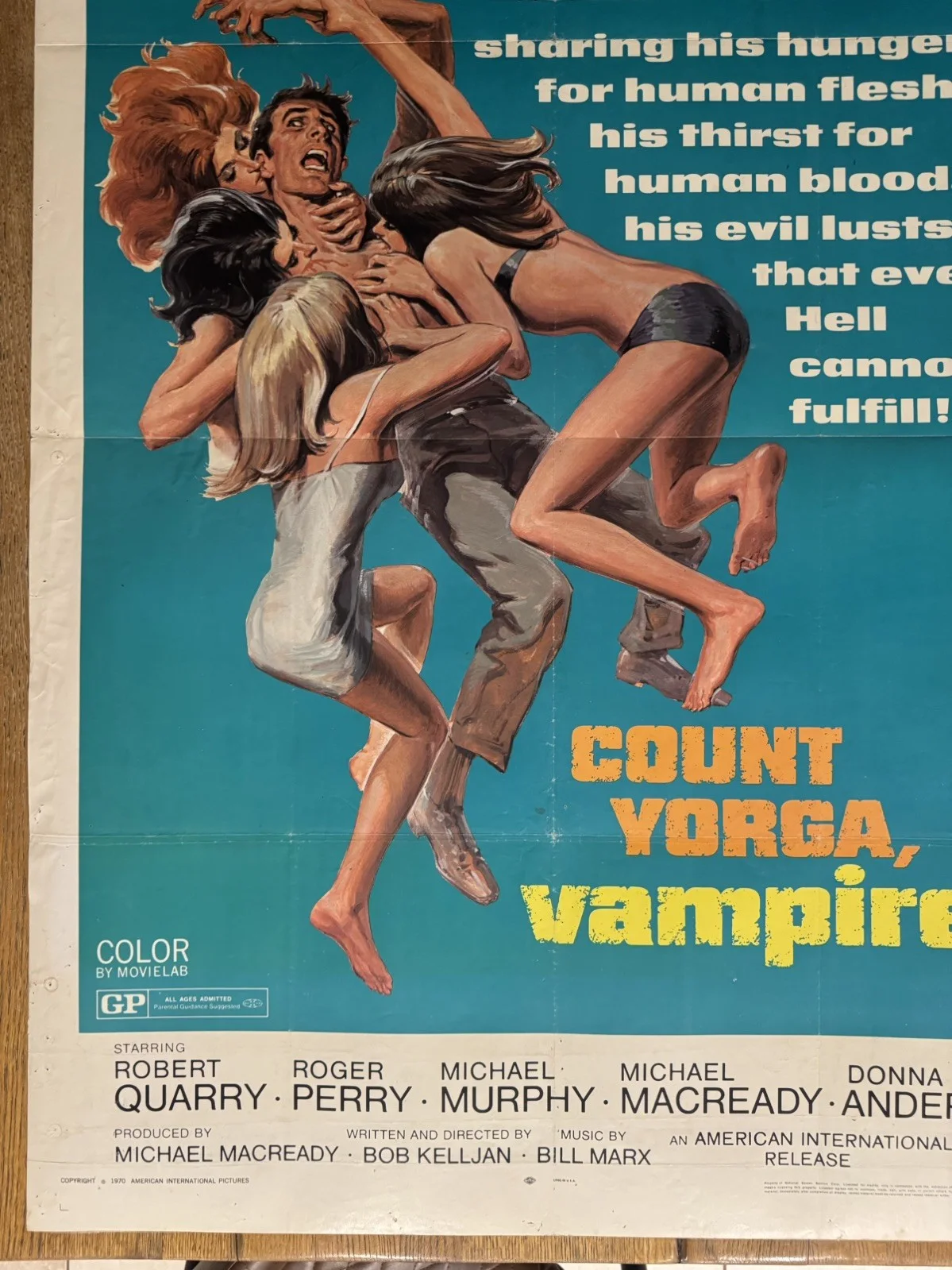 Count Yorga Vamprire 1970 Original 27x41" US One Sheet Movie Poster, изображение 3