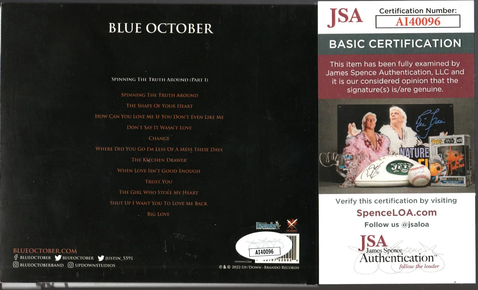 SIGNED BLUE OCTOBER AUTOGRAPHED CD CERTIFIED AUTHENTIC JSA COA # AI40096, изображение 2