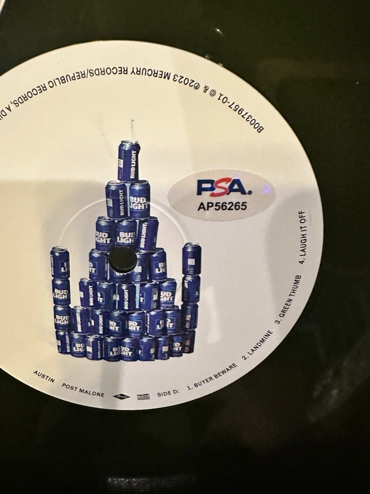 Post Malone Autographed Austin Vinyl PSA Certified, image 3
