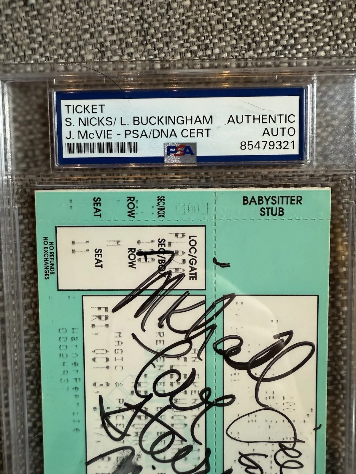 FLEETWOOD MAC - FULLY Signed / Autographed Ticket + Index Card Set! PSA SLAB!, image 3