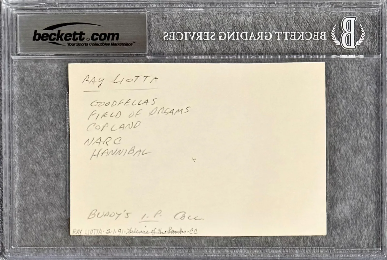 Ray Liotta — RAY LIOTTA Signed Autographed 4x6 INDEX CARD GOODFELLAS Field of Dreams BECKETT, изображение 2