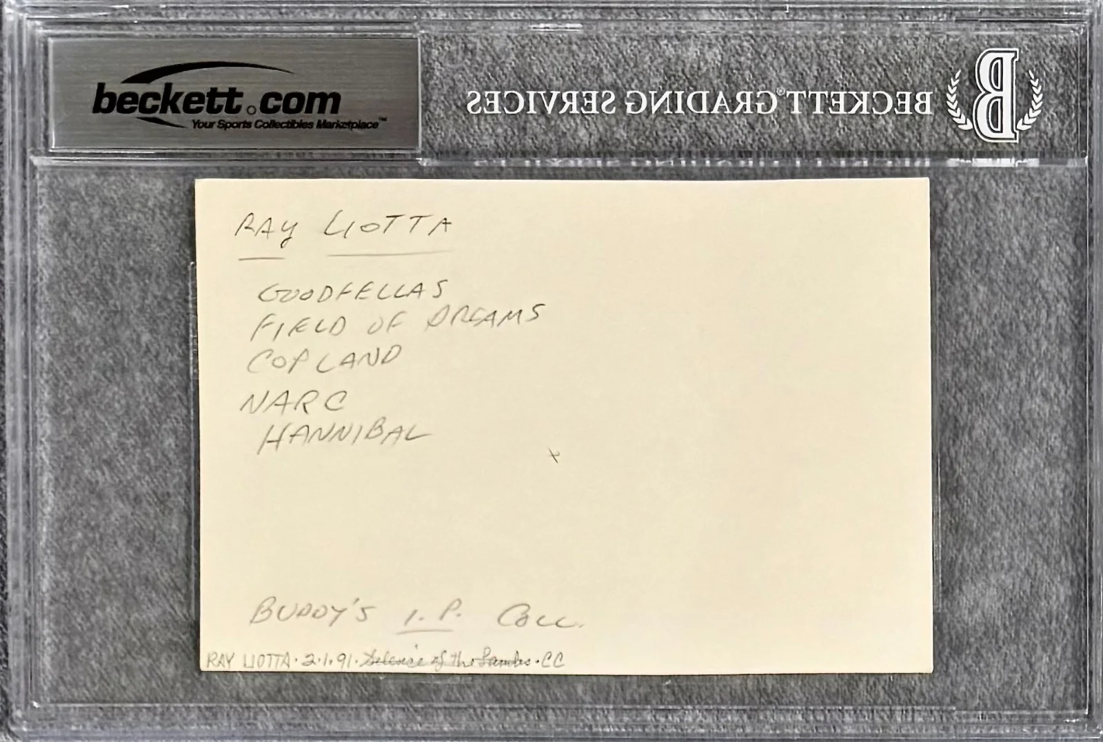 Ray Liotta — RAY LIOTTA Signed Autographed 4x6 INDEX CARD GOODFELLAS Field of Dreams BECKETT, изображение 4