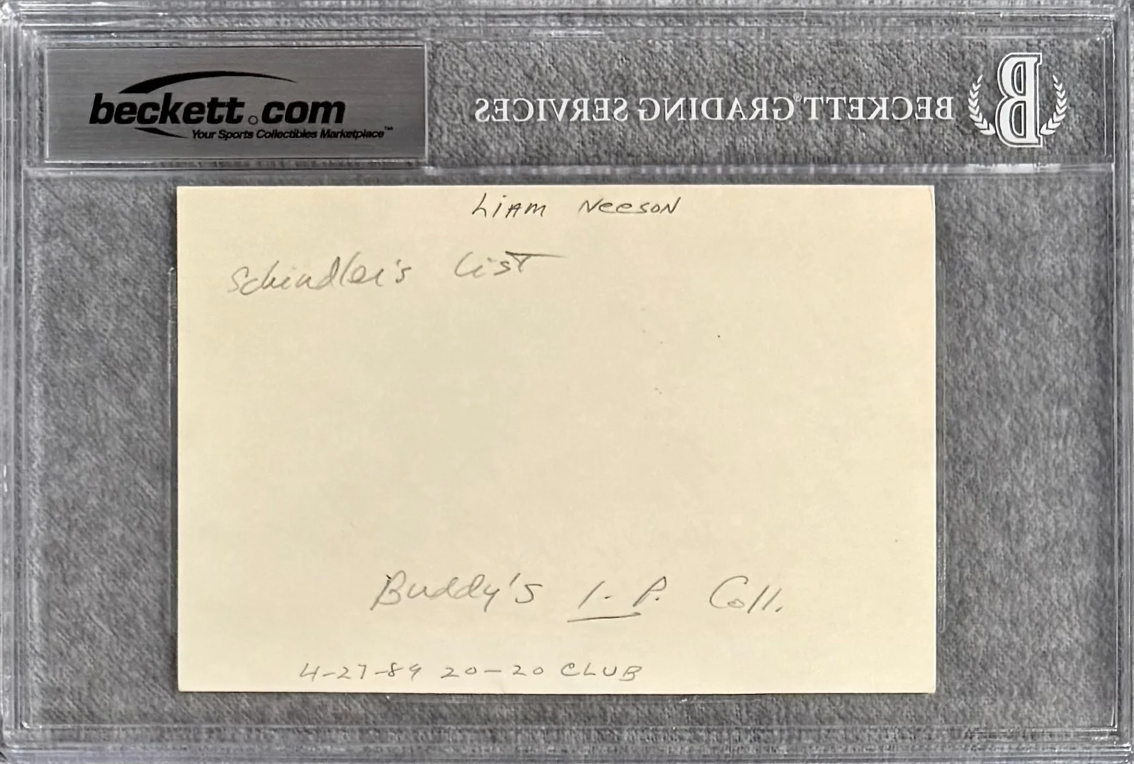 Liam Neeson — LIAM NEESON Signed Autographed 4"x6" INDEX CARD TAKEN Schindler's List BECKETT, image 2