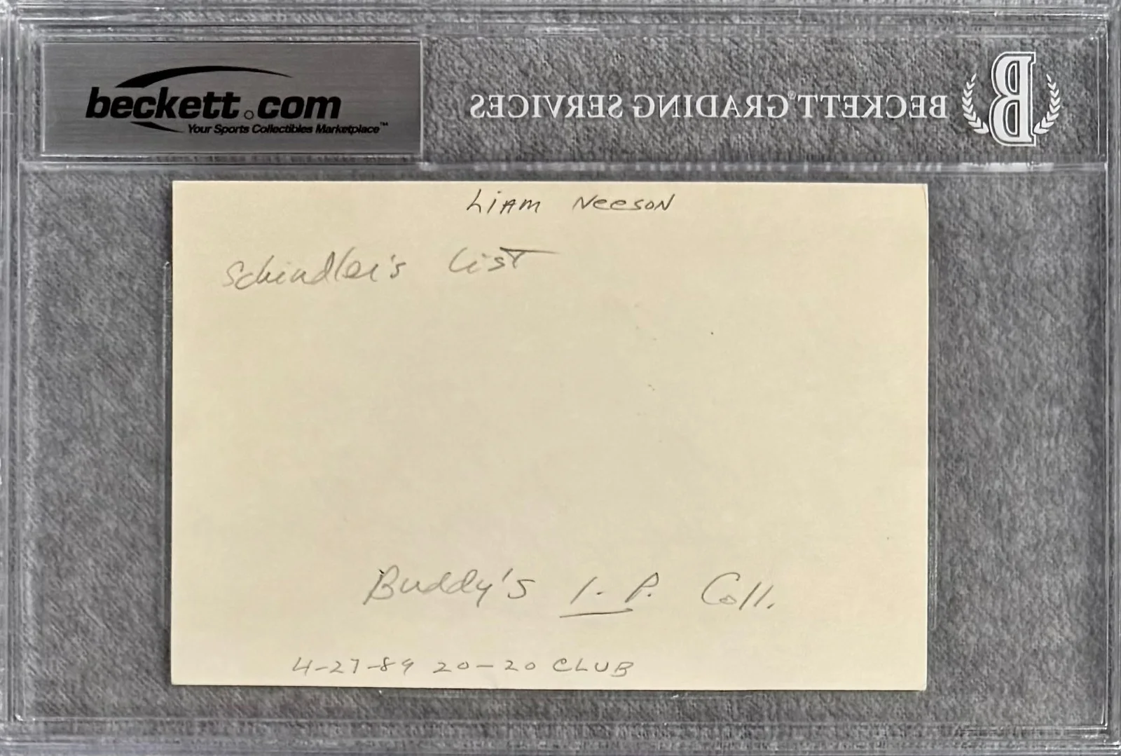 Liam Neeson — LIAM NEESON Signed Autographed 4"x6" INDEX CARD TAKEN Schindler's List BECKETT, image 4