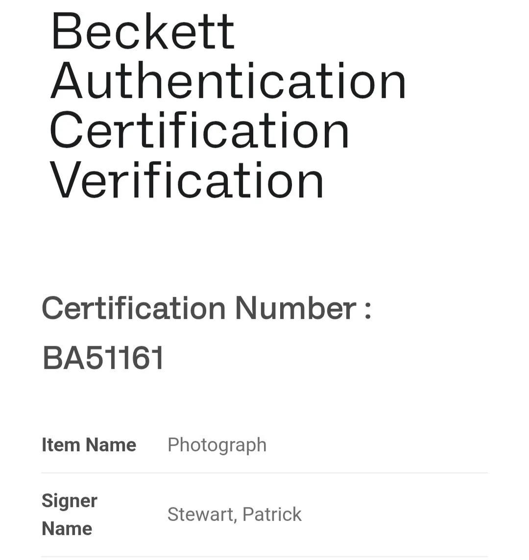 Patrick Stewart — Patrick Stewart Autographed 12x18 Beckett Cert. # BA51161, image 3