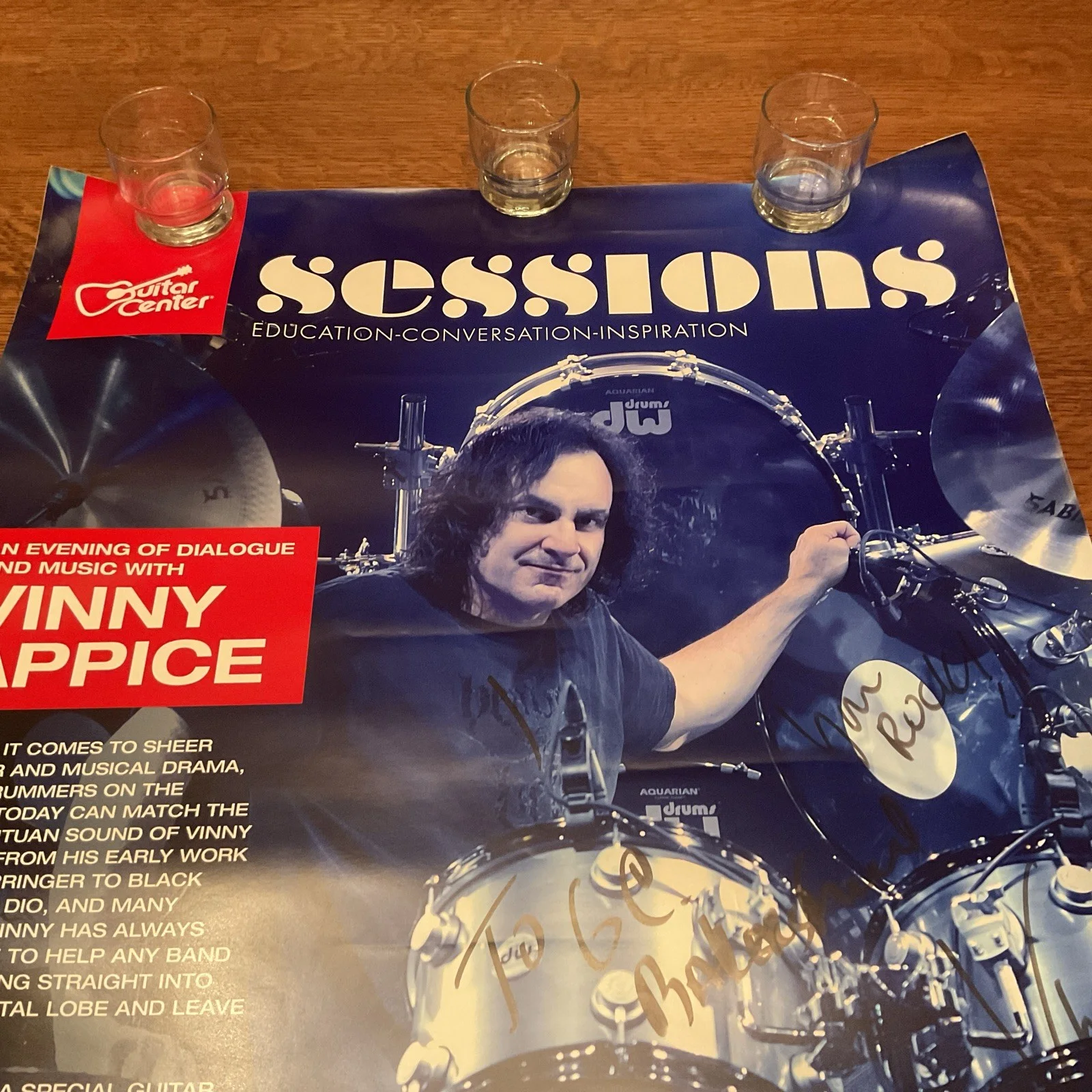VERY RARE GUITAR CENTER PROMO VINNY APPICE Autographed Poster -24X36, изображение 2