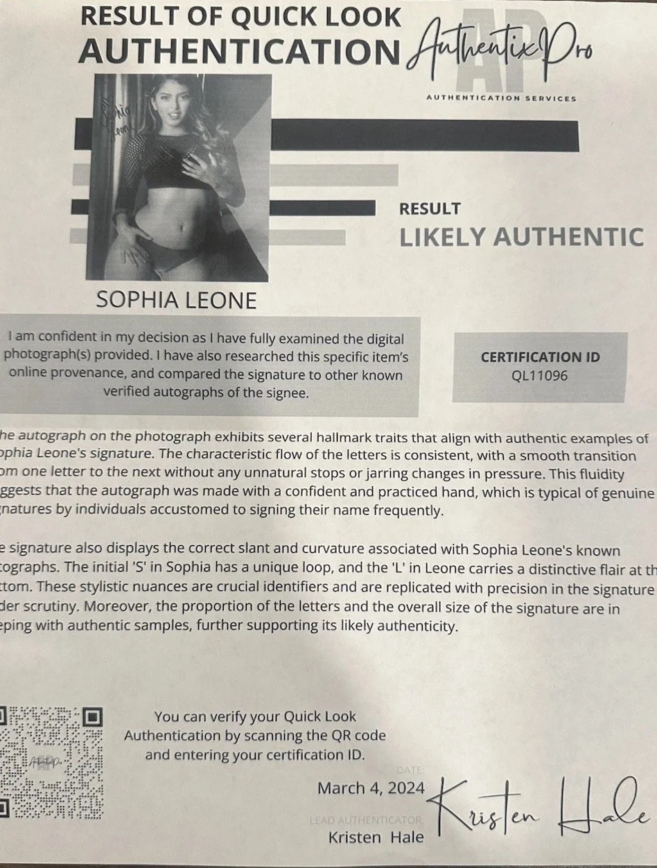 Sophia Leone — Sophia Leone Super Sexy Signed 8x10 Photo Porn Star Adult Model COA AuthentixPro, изображение 3