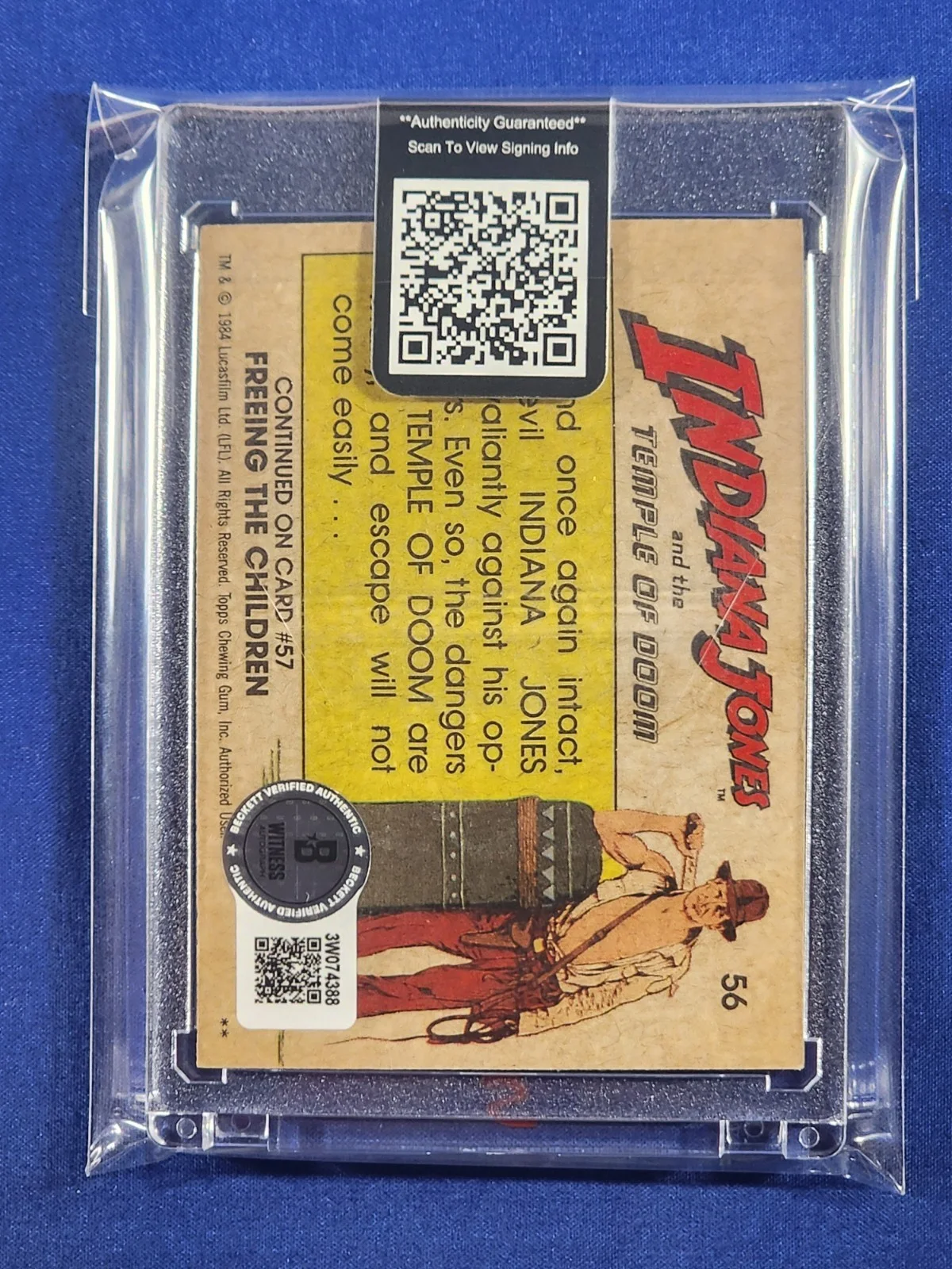 Harrison Ford — Harrison Ford Indiana Jones Signed 1984 Topps #56 AUTO Beckett Witness Authentic, изображение 2
