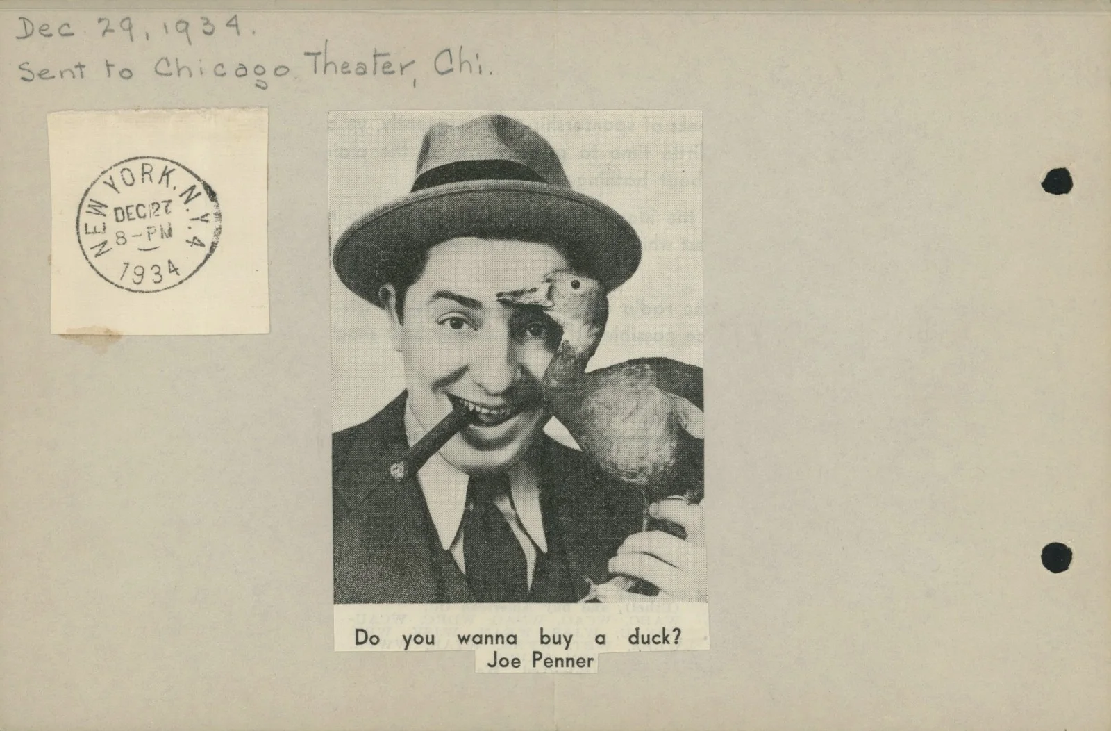 Vintage Joe Penner Autograph, изображение 2