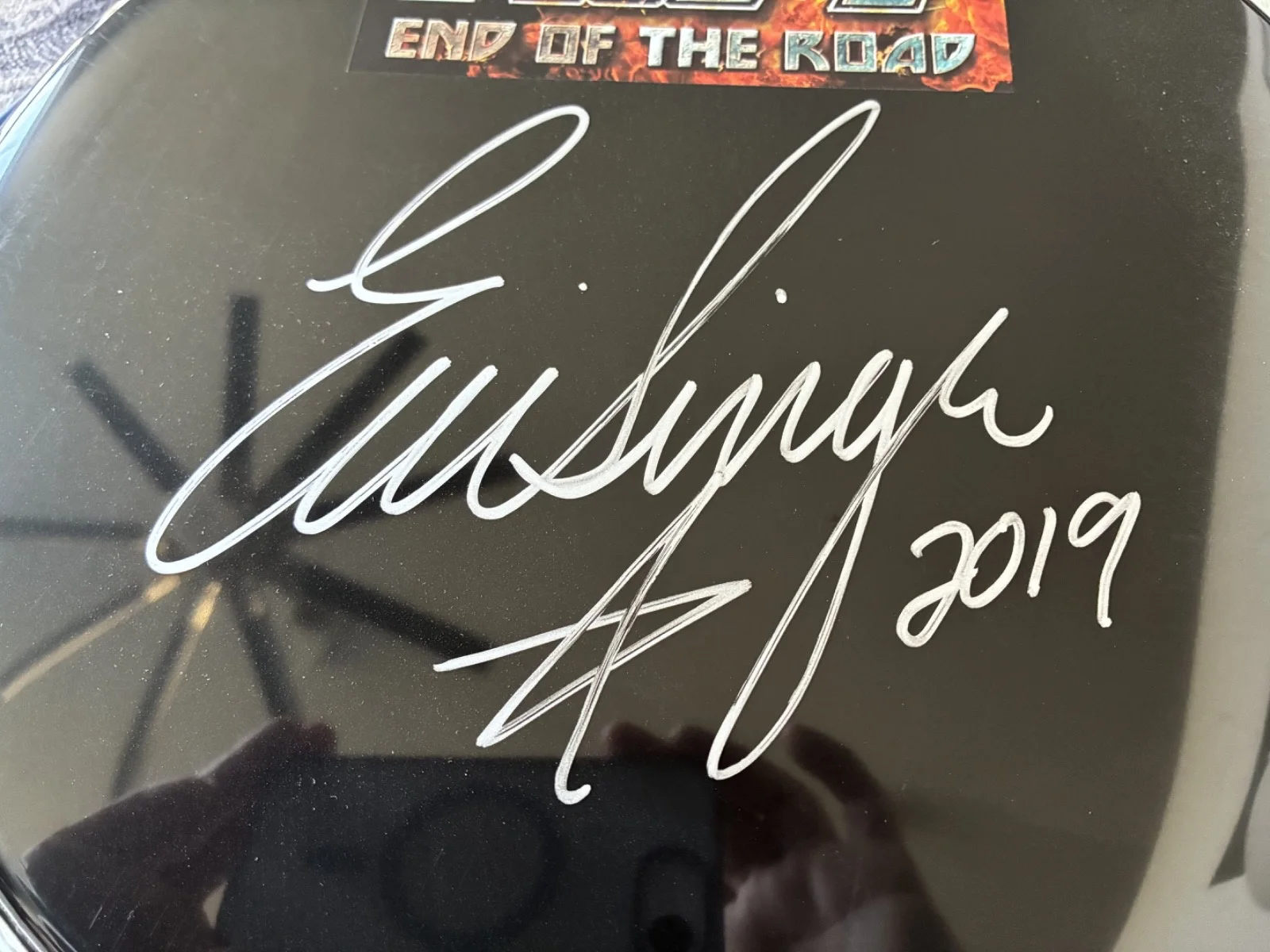 Rare 2019 KISS Drum Head- Signed By Eric Singer End of the Road Tour, image 2